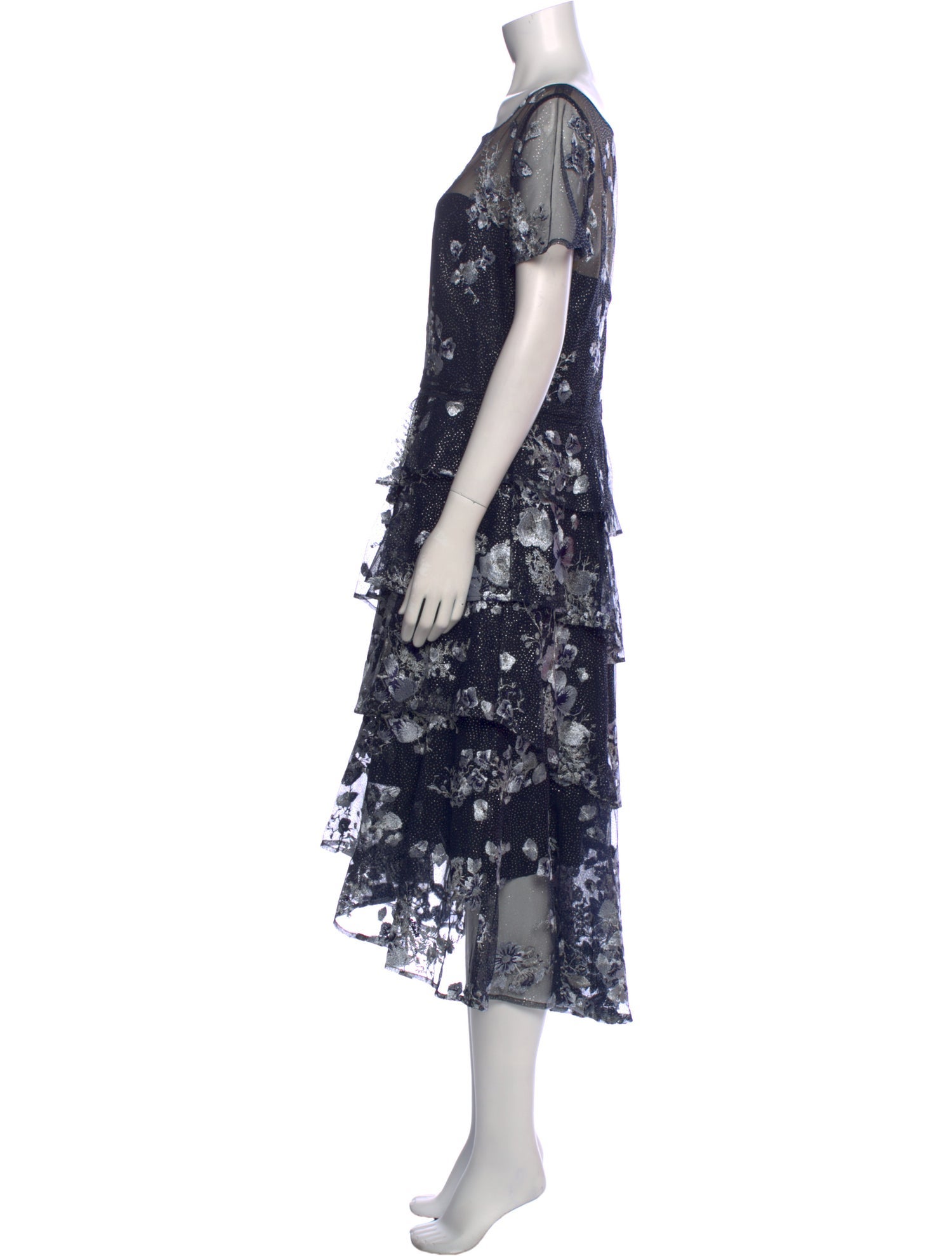 Marchesa Notte Floral Print Long Dress