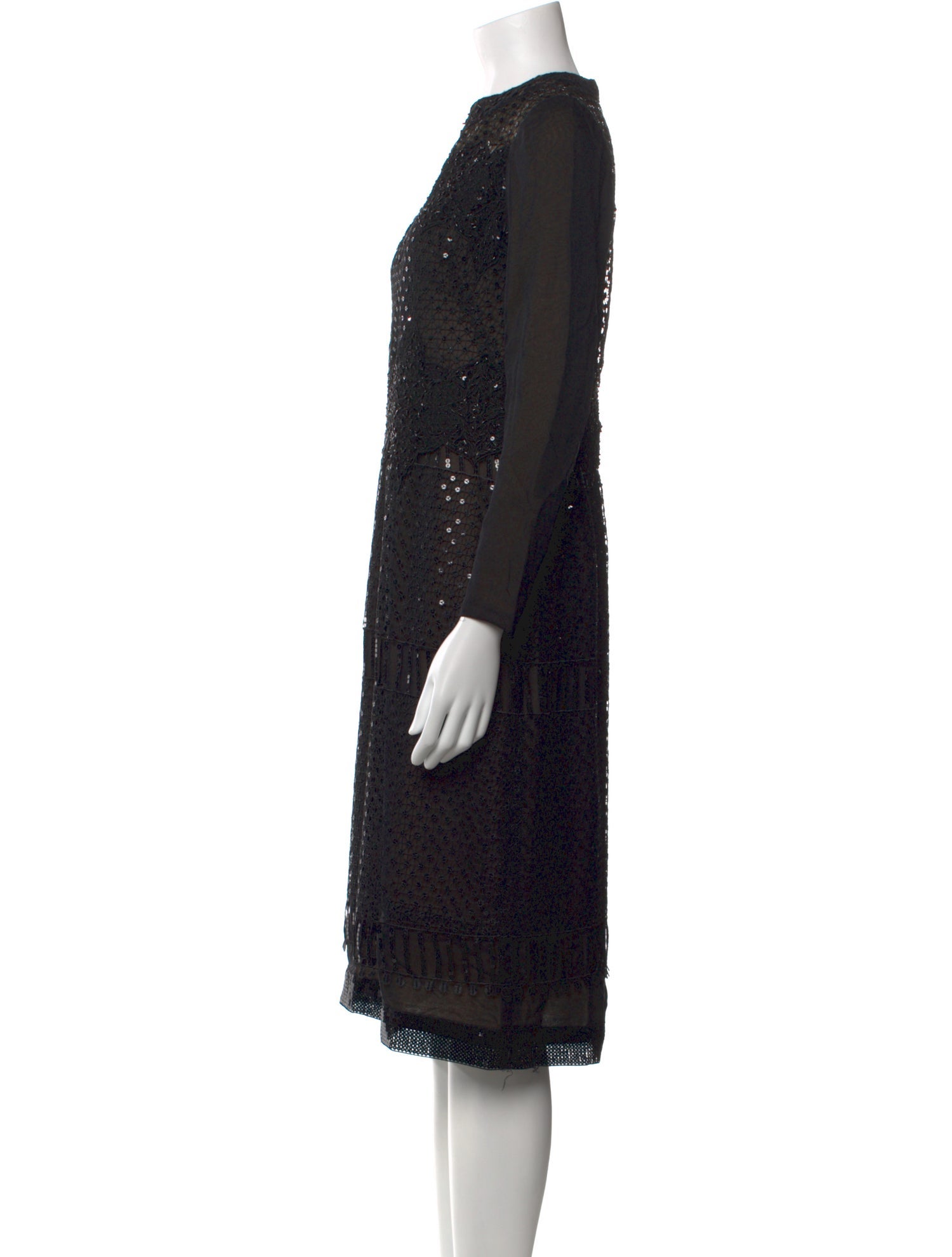 Marchesa Notte Crew Neck Midi Length Dress