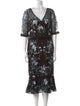Marchesa Notte Floral Print Midi Length Dress