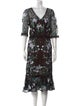 Marchesa Notte Floral Print Midi Length Dress