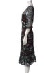 Marchesa Notte Floral Print Midi Length Dress
