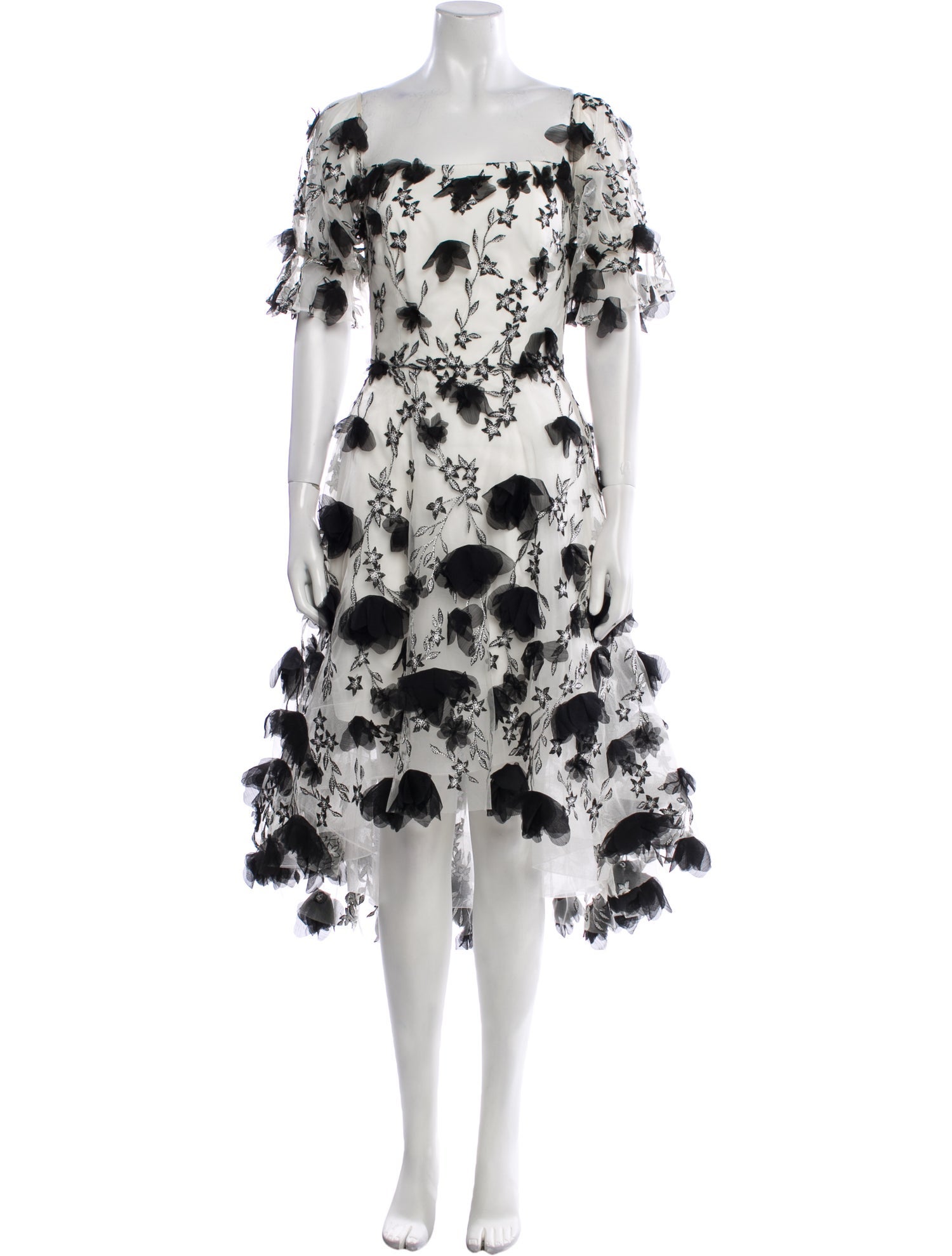 Marchesa Notte Floral Print Knee-Length Dress