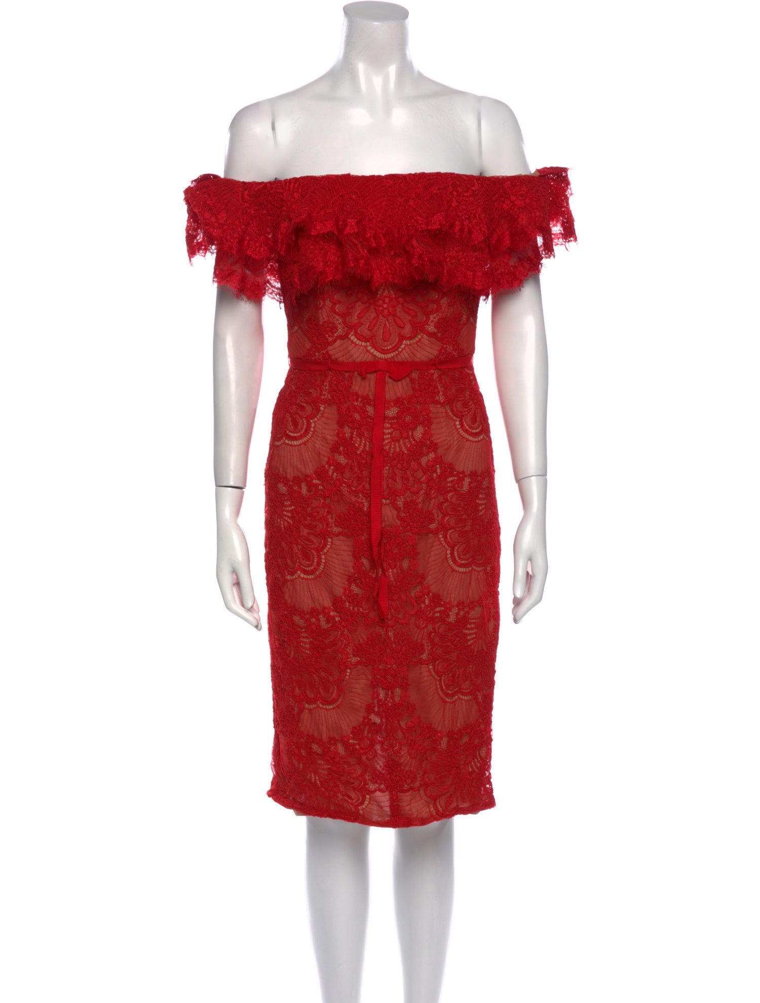 Marchesa Notte Lace Pattern Mini Dress