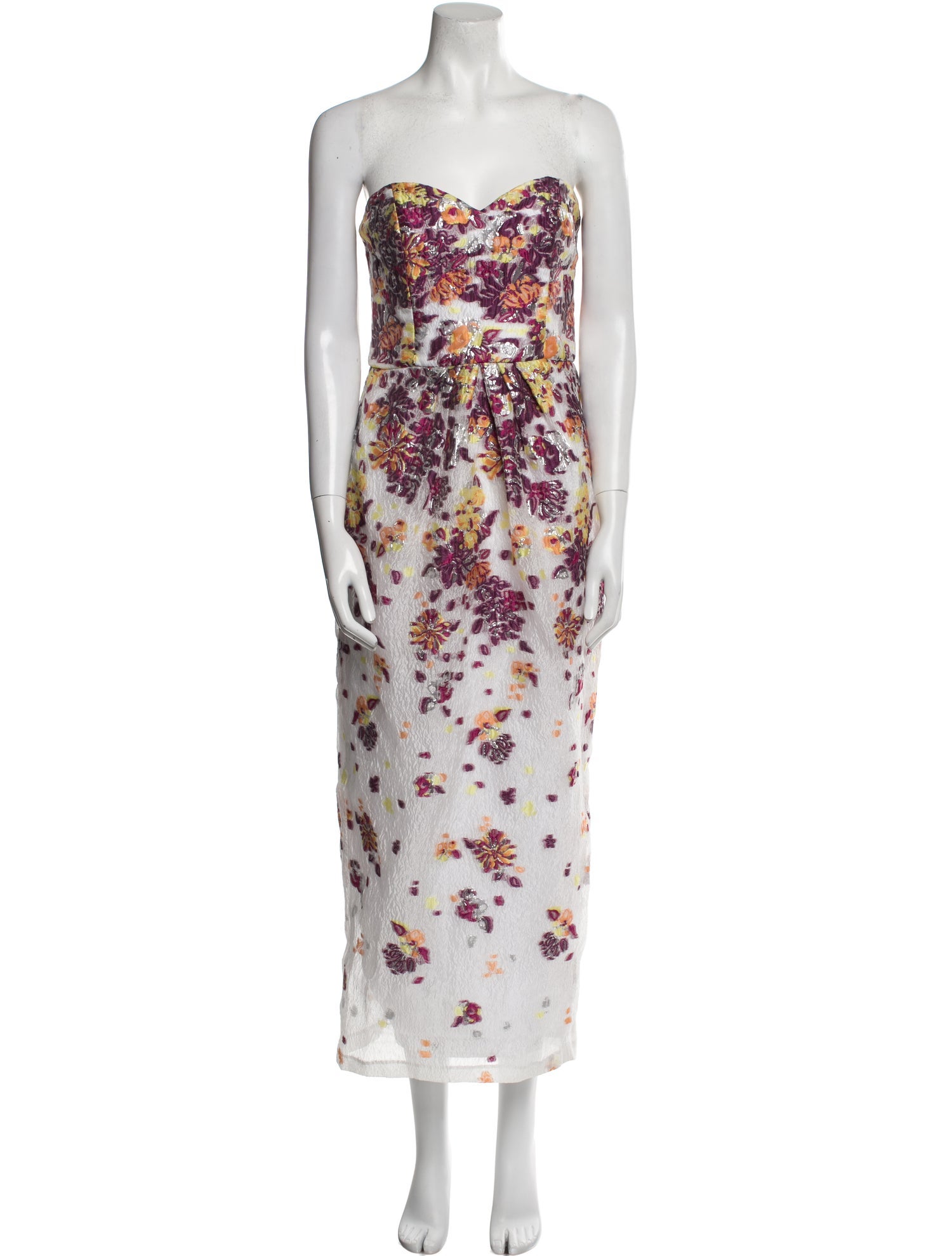 Marchesa Notte Floral Print Long Dress