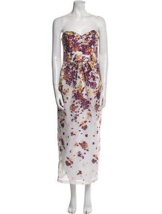 Marchesa Notte Floral Print Long Dress
