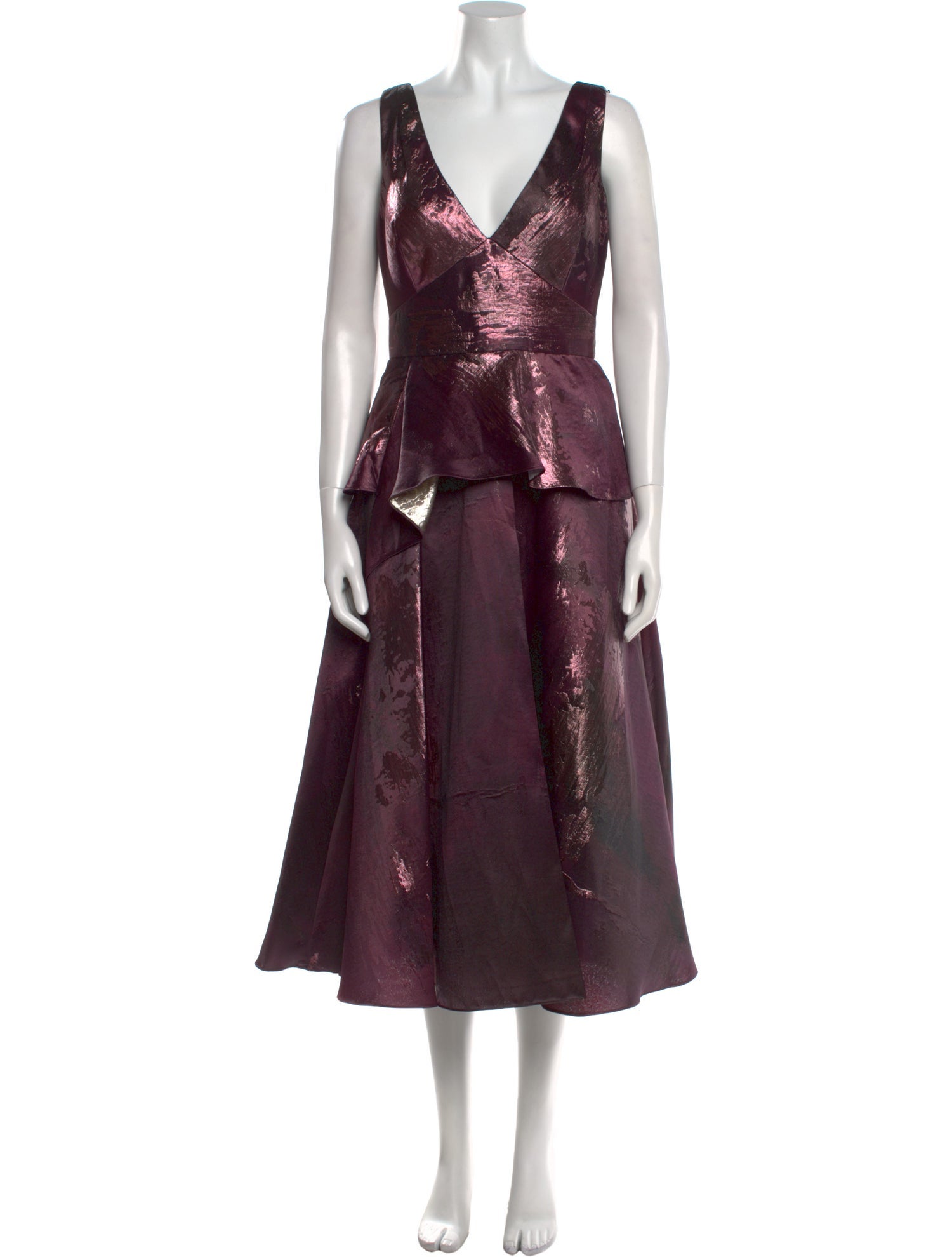 Marchesa Notte V-Neck Midi Length Dress w/ Tags