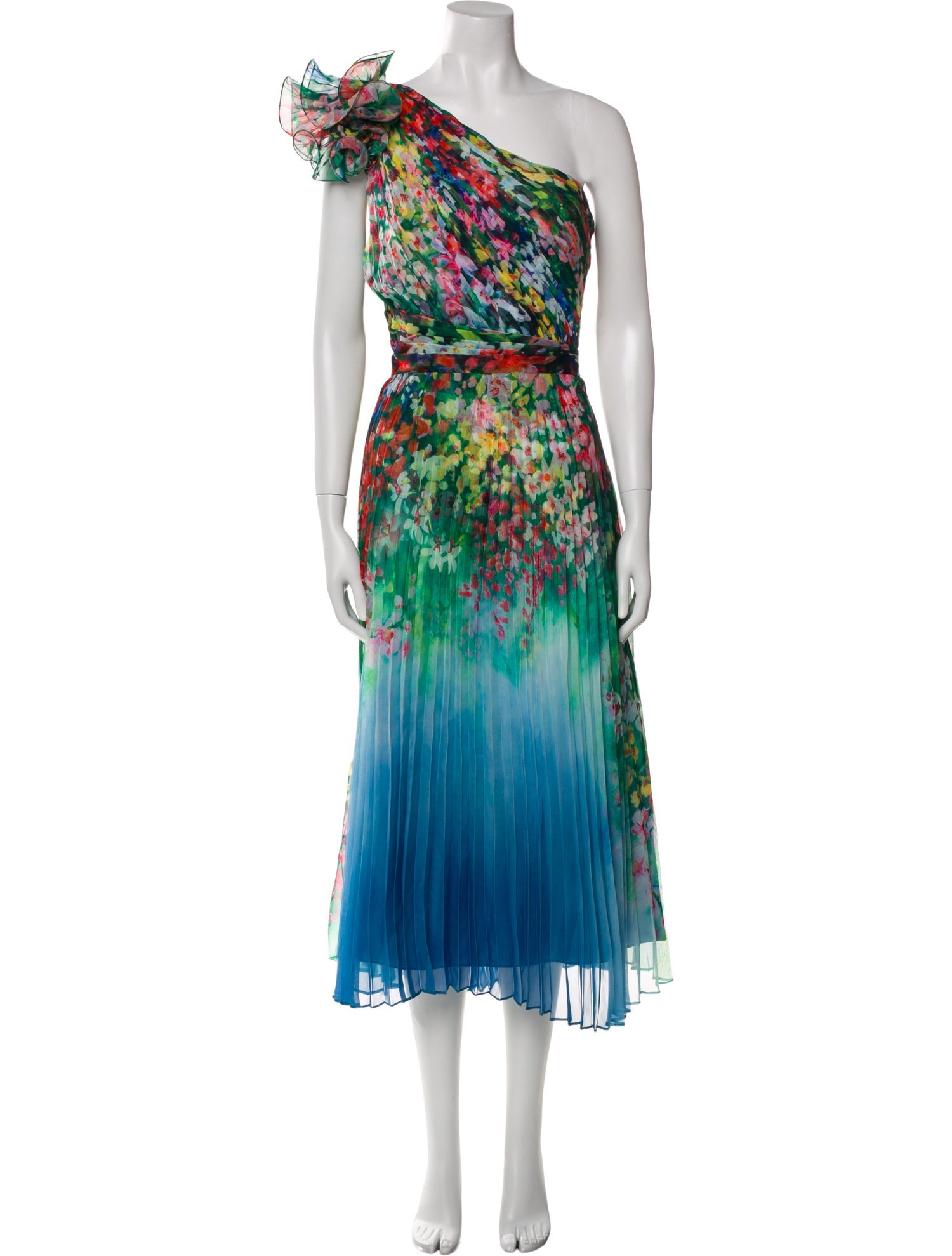 Marchesa Notte Printed Long Dress