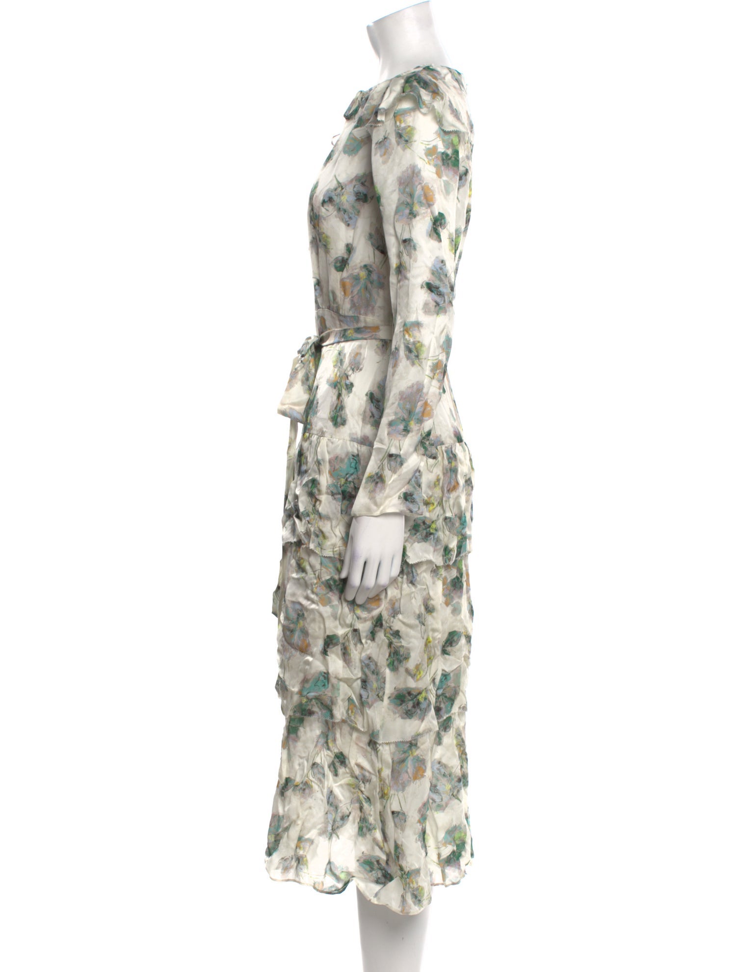Marchesa Notte Floral Print Midi Length Dress