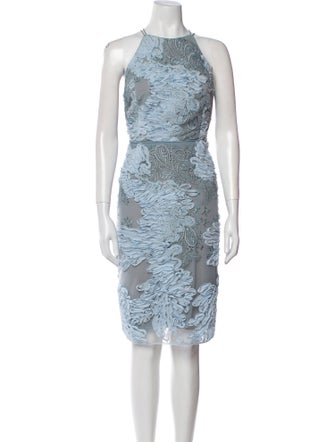 Marchesa Notte Lace Pattern Midi Length Dress