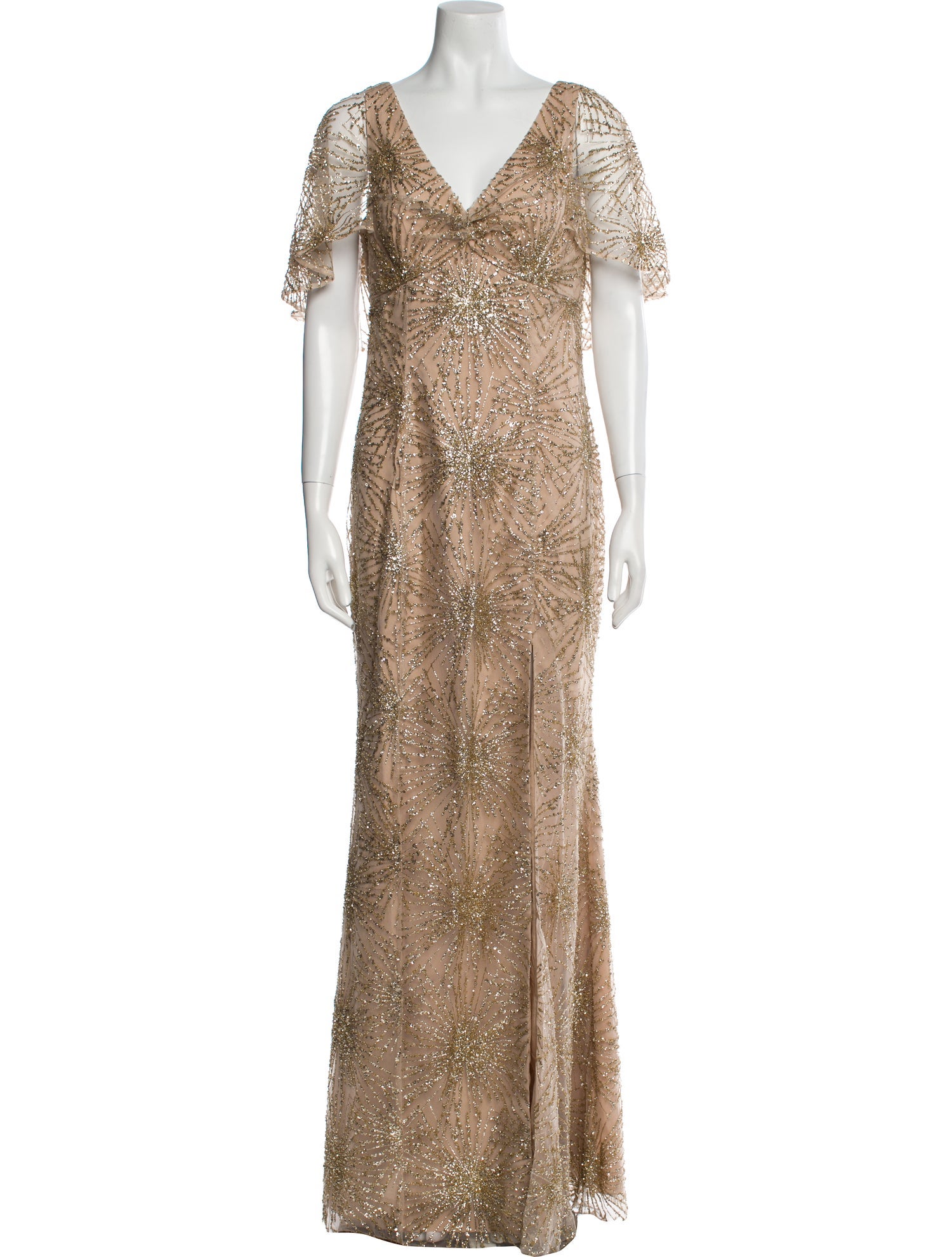Marchesa Notte V-Neck Long Dress - Gold Dresses, Clothing - WMH36790 | The RealReal Marchesa Notte V-Neck Long Dress - Gold Dresses, Clothing - WMH36790 | The RealReal