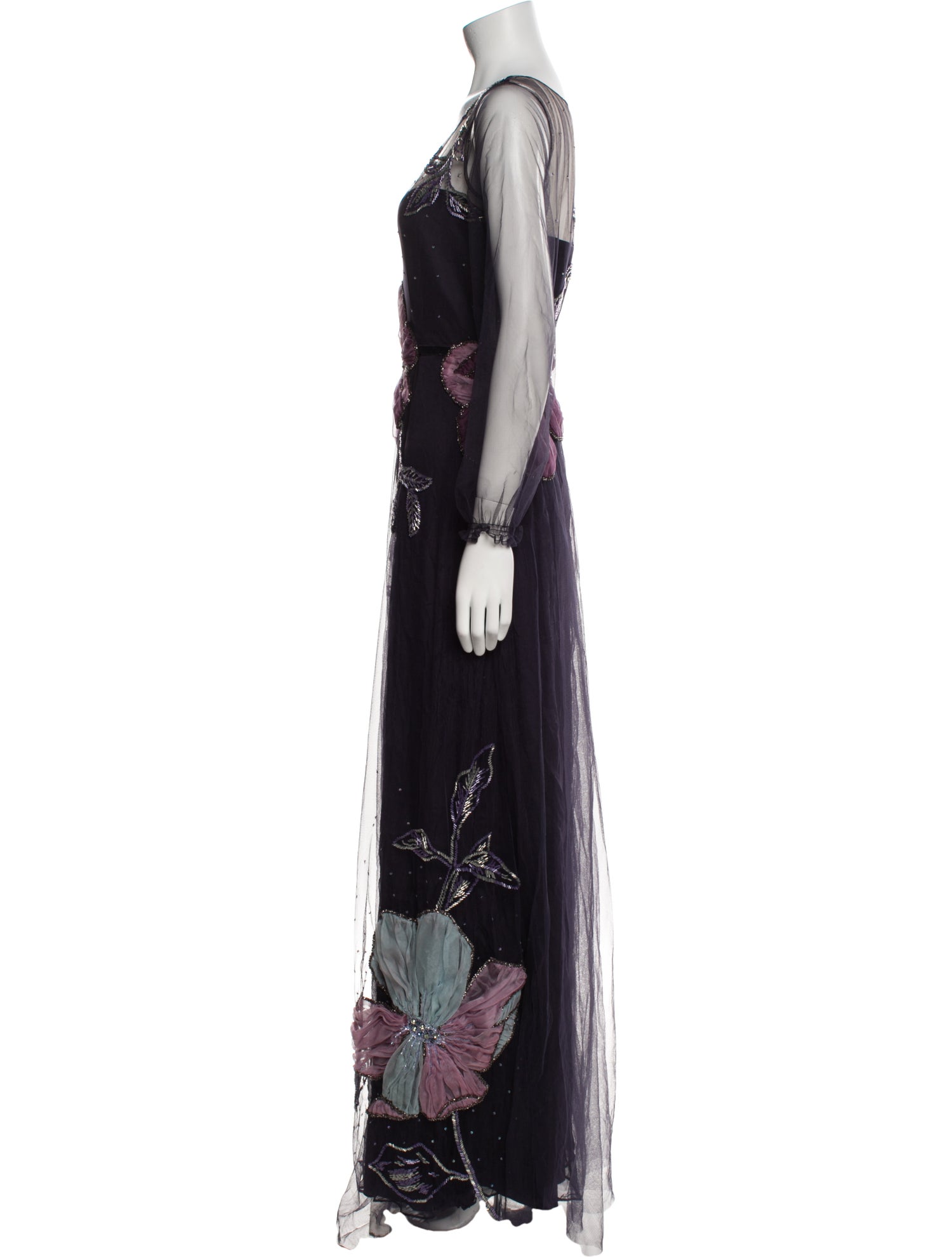 Marchesa Notte Floral Print Long Dress