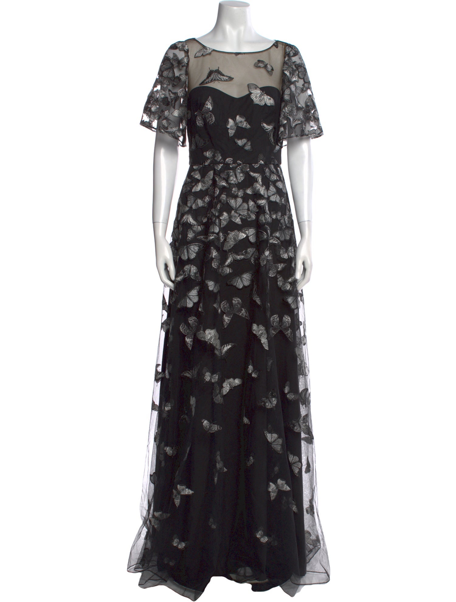 Marchesa Notte Floral Print Long Dress
