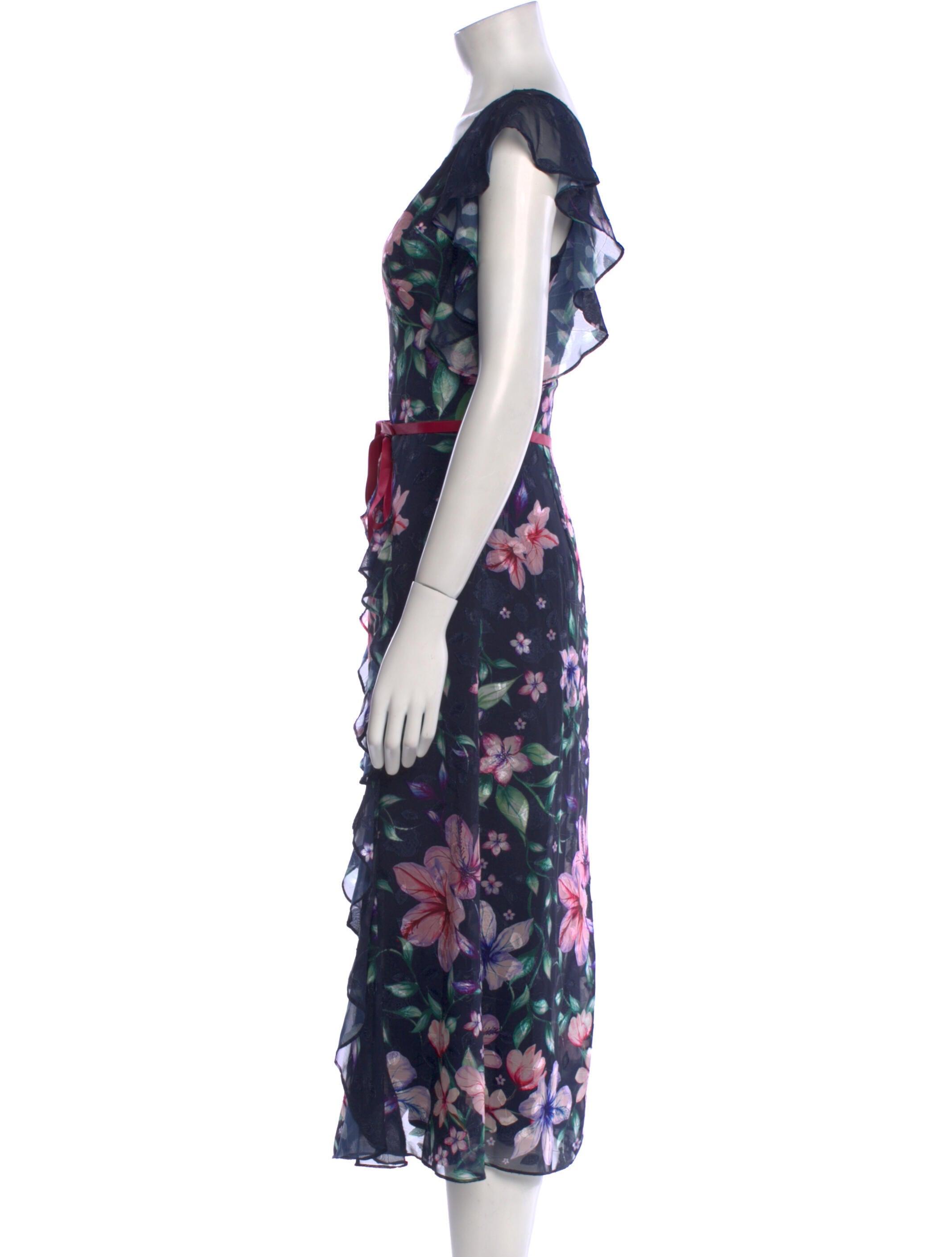 Marchesa Notte Floral Print Long Dress
