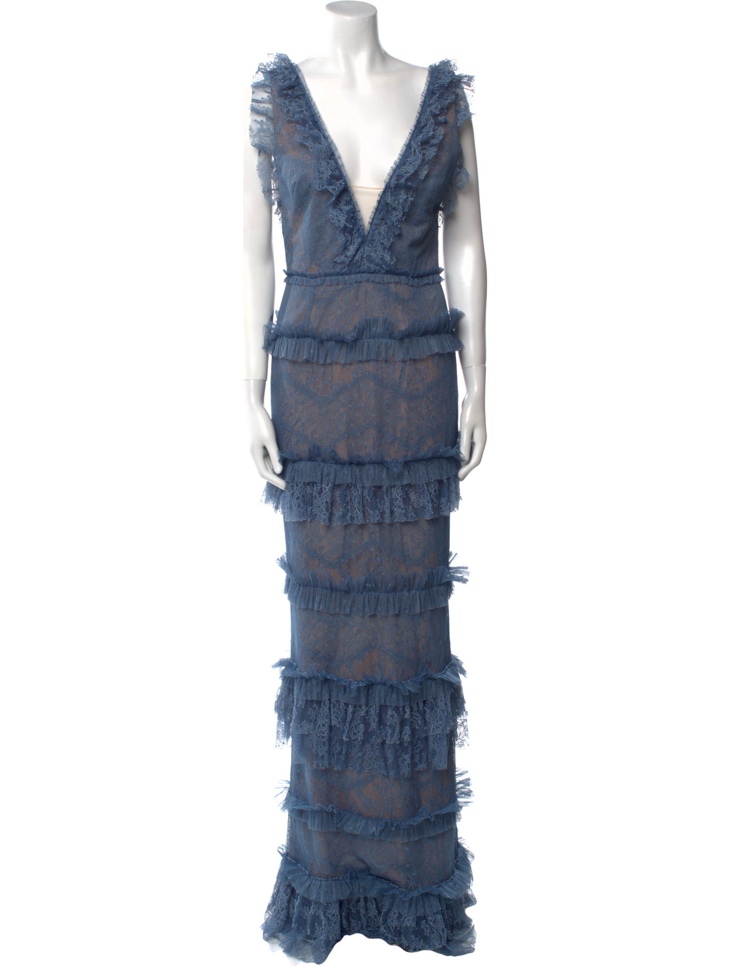 Marchesa Notte V-Neck Long Dress