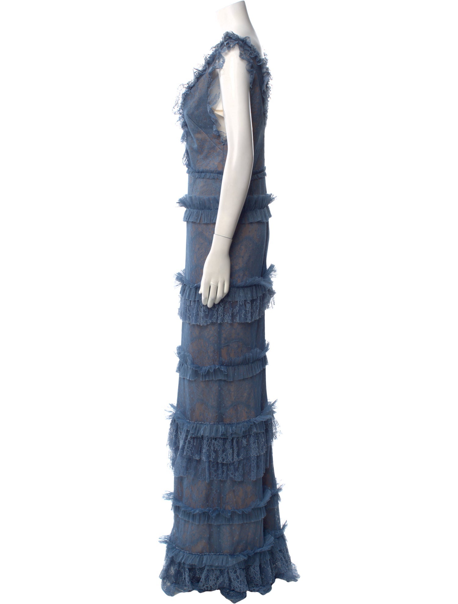 Marchesa Notte V-Neck Long Dress