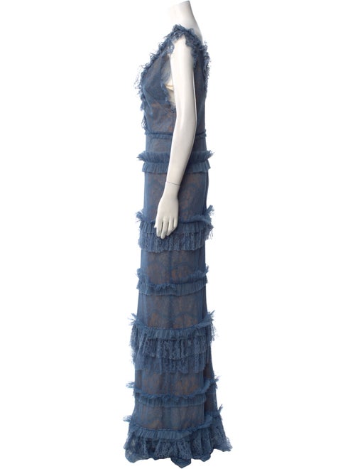 Marchesa Notte V-Neck Long Dress