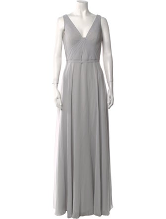 Marchesa Notte V-Neck Long Dress
