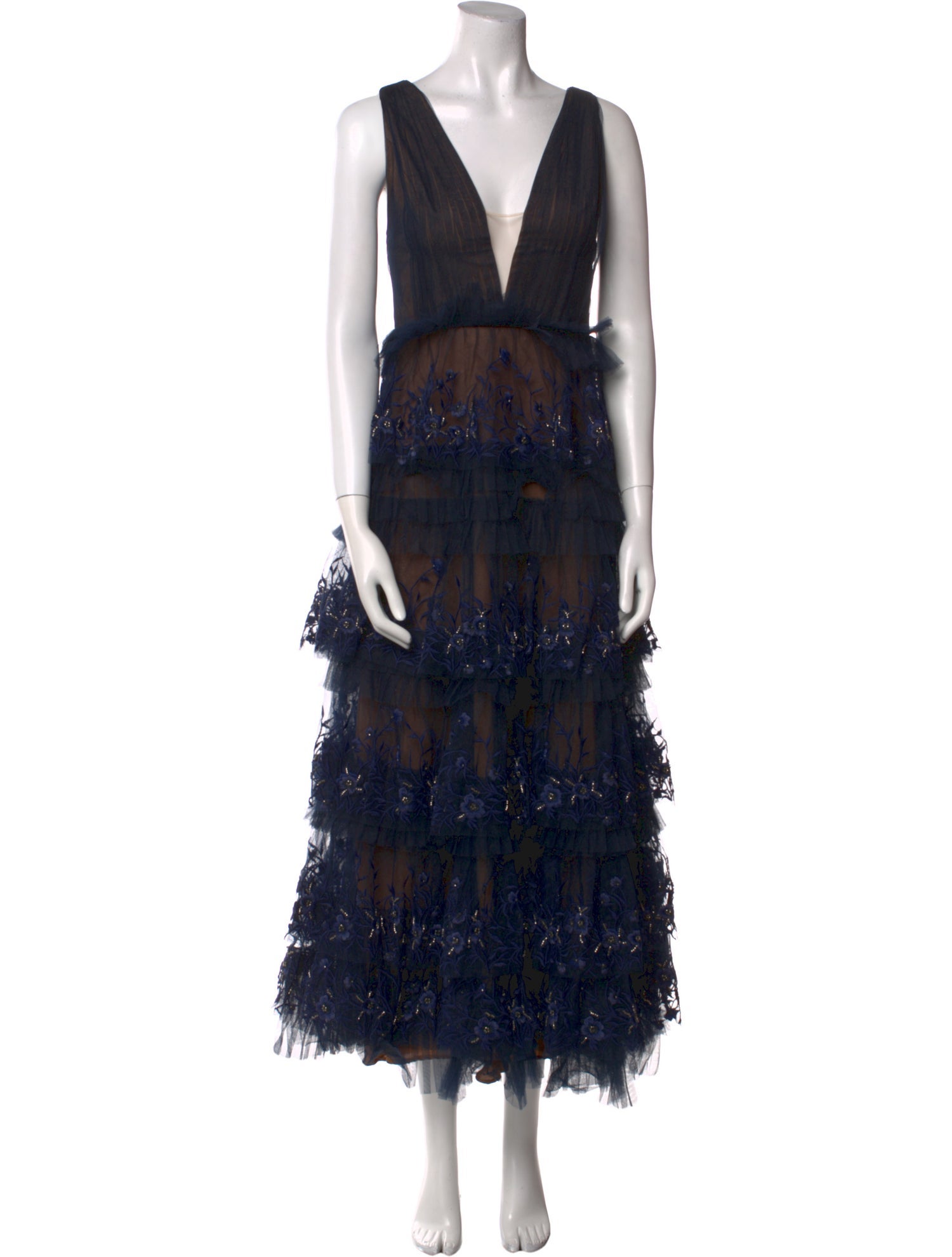 Marchesa Notte Printed Long Dress
