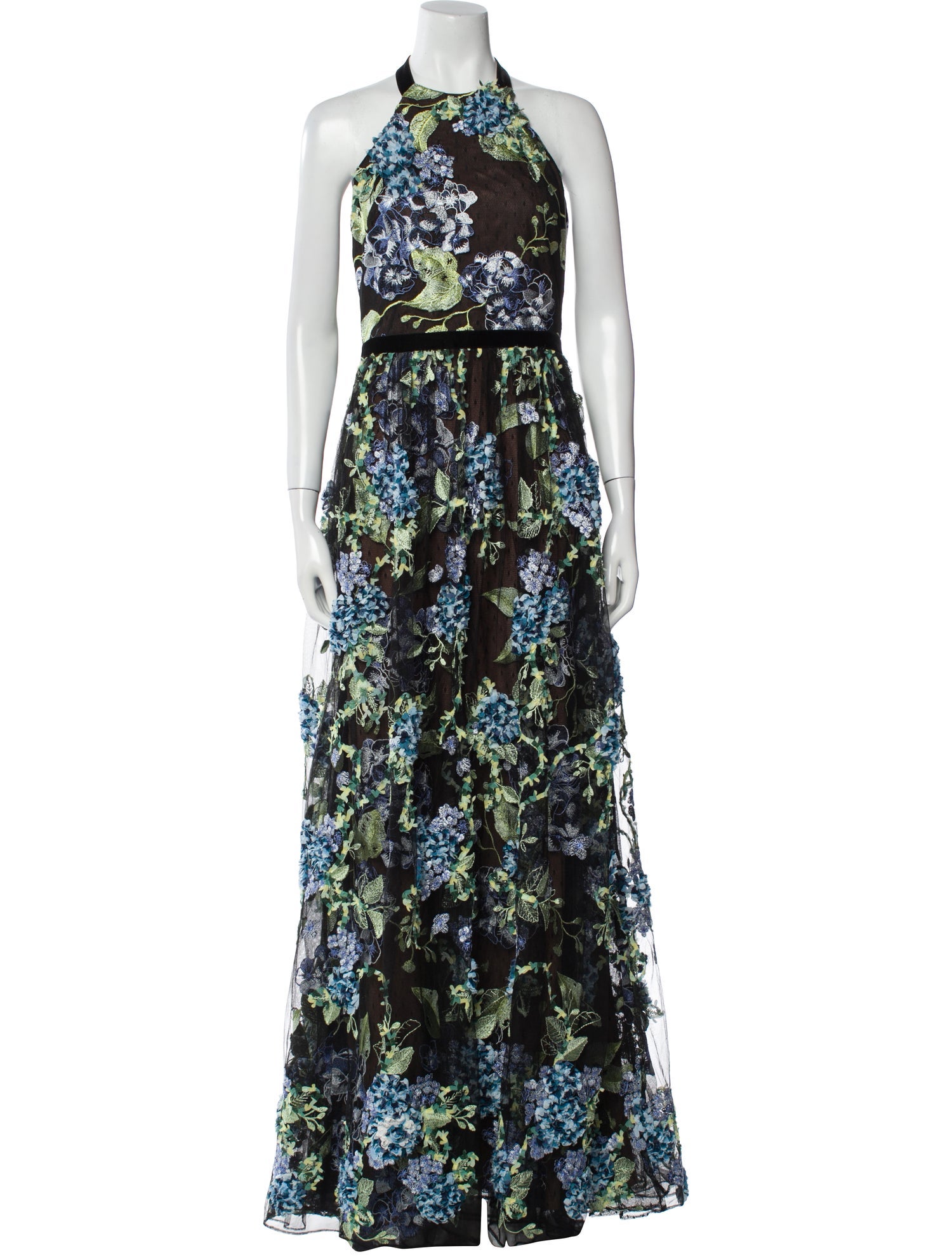 Marchesa Notte Floral Print Long Dress