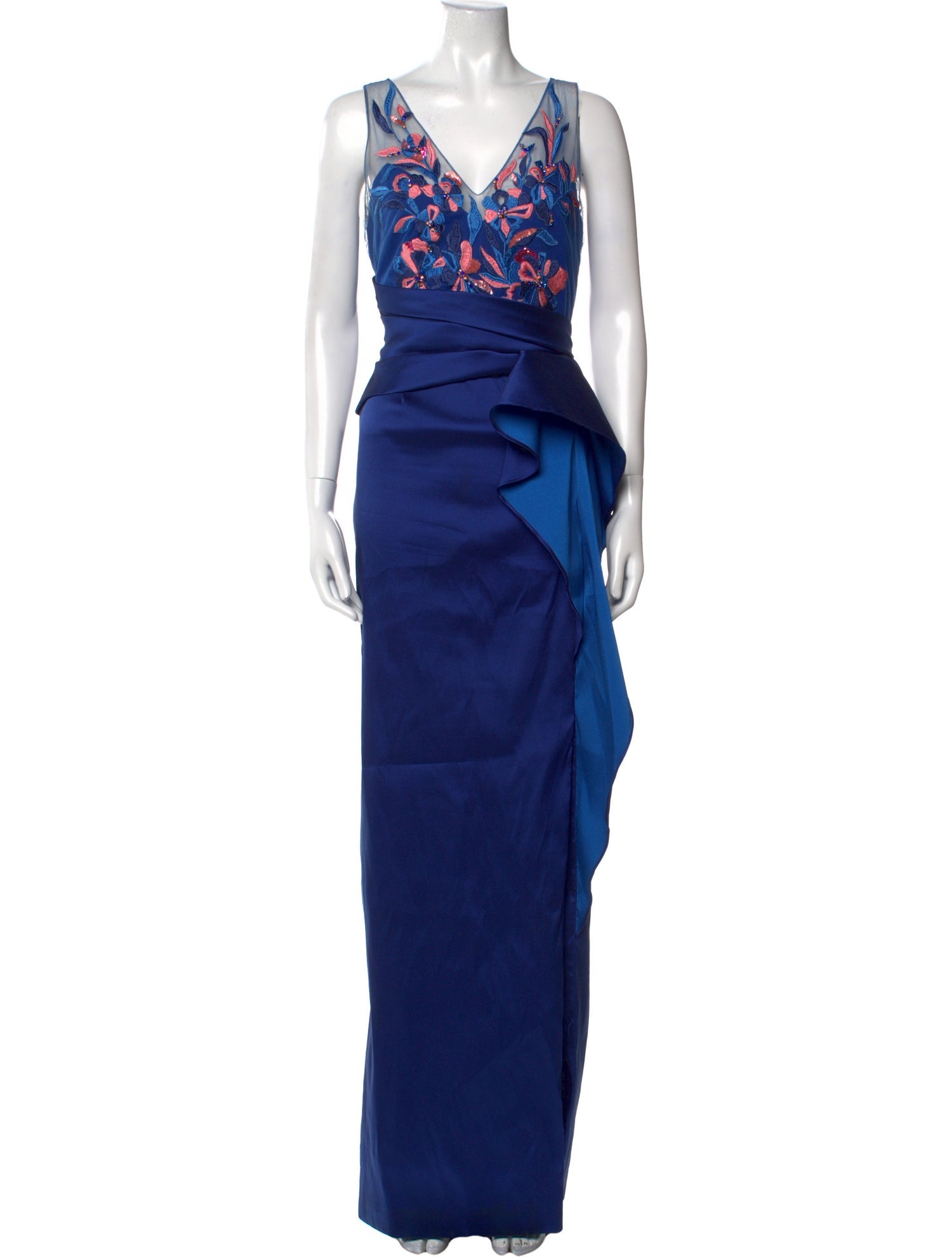 Marchesa Notte V-Neck Long Dress