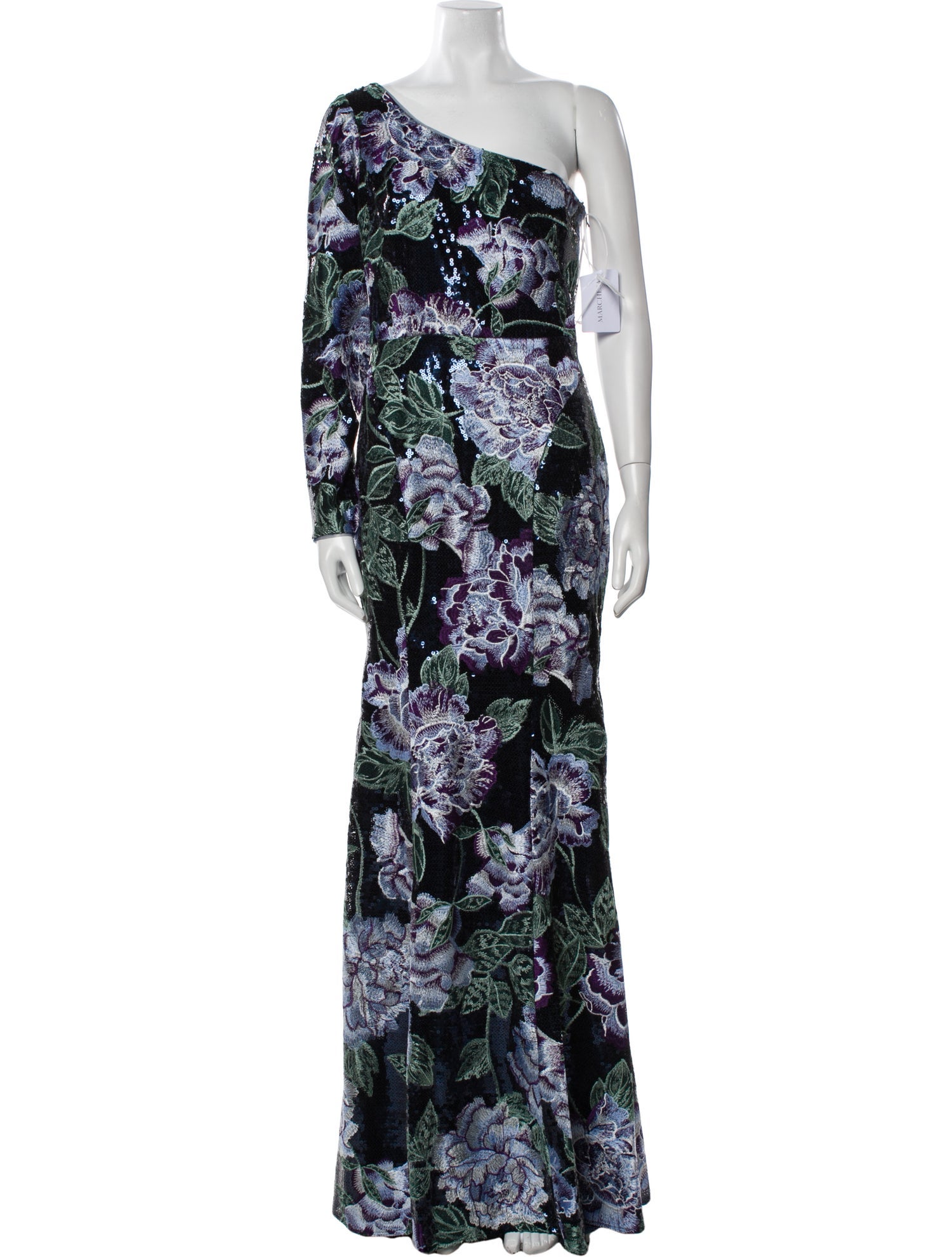 Marchesa Notte Floral Print Long Dress