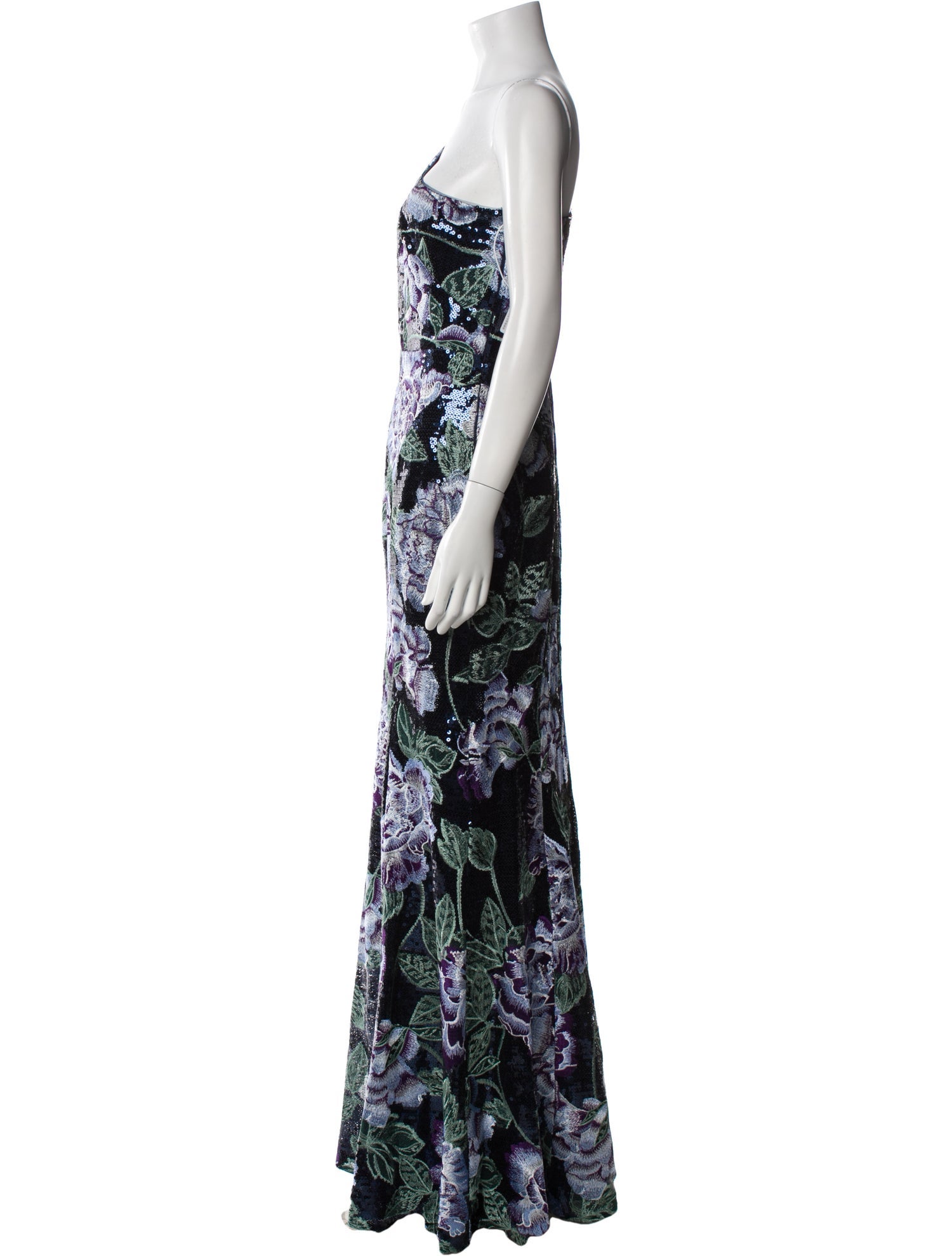 Marchesa Notte Floral Print Long Dress