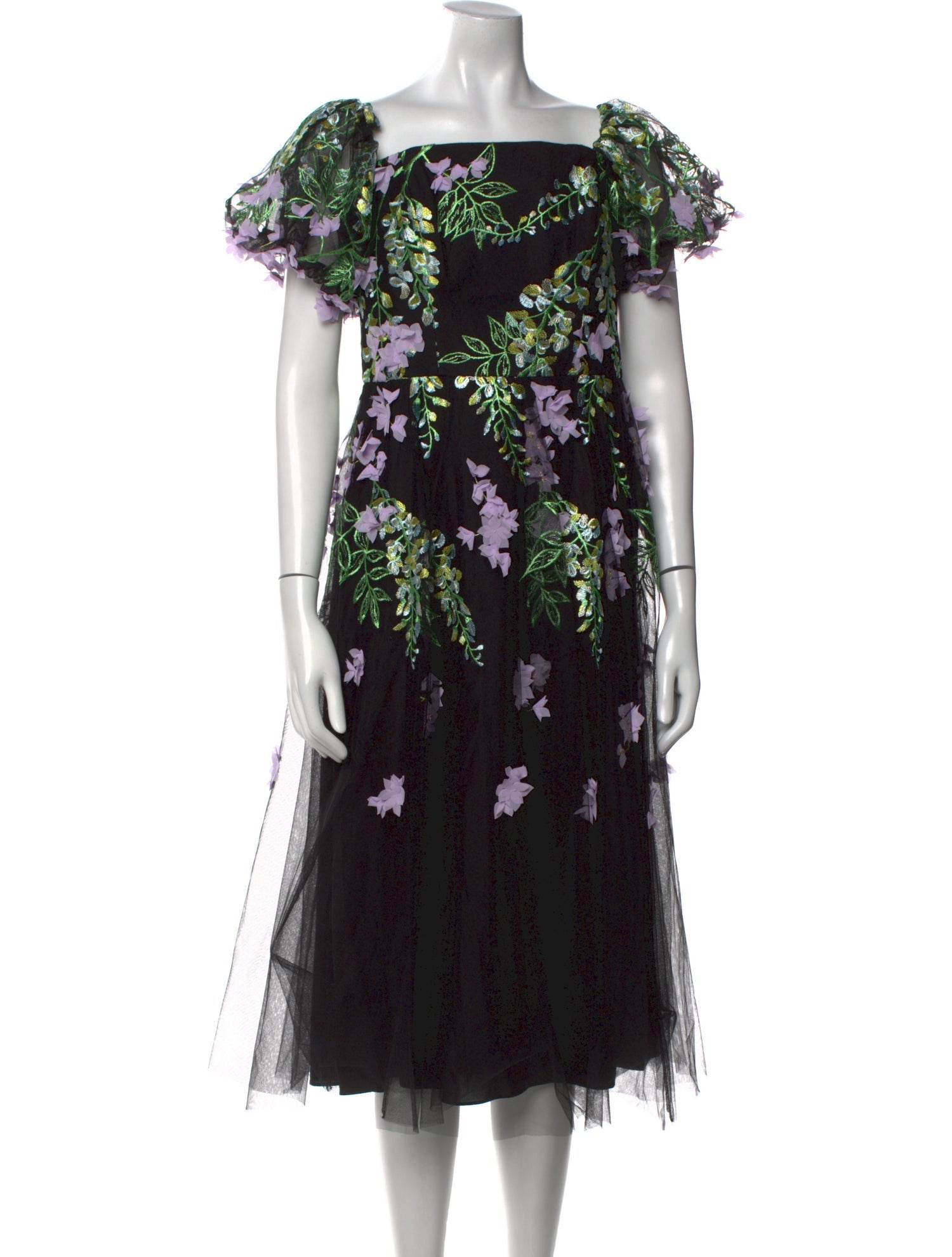 Marchesa Notte Floral Print Long Dress