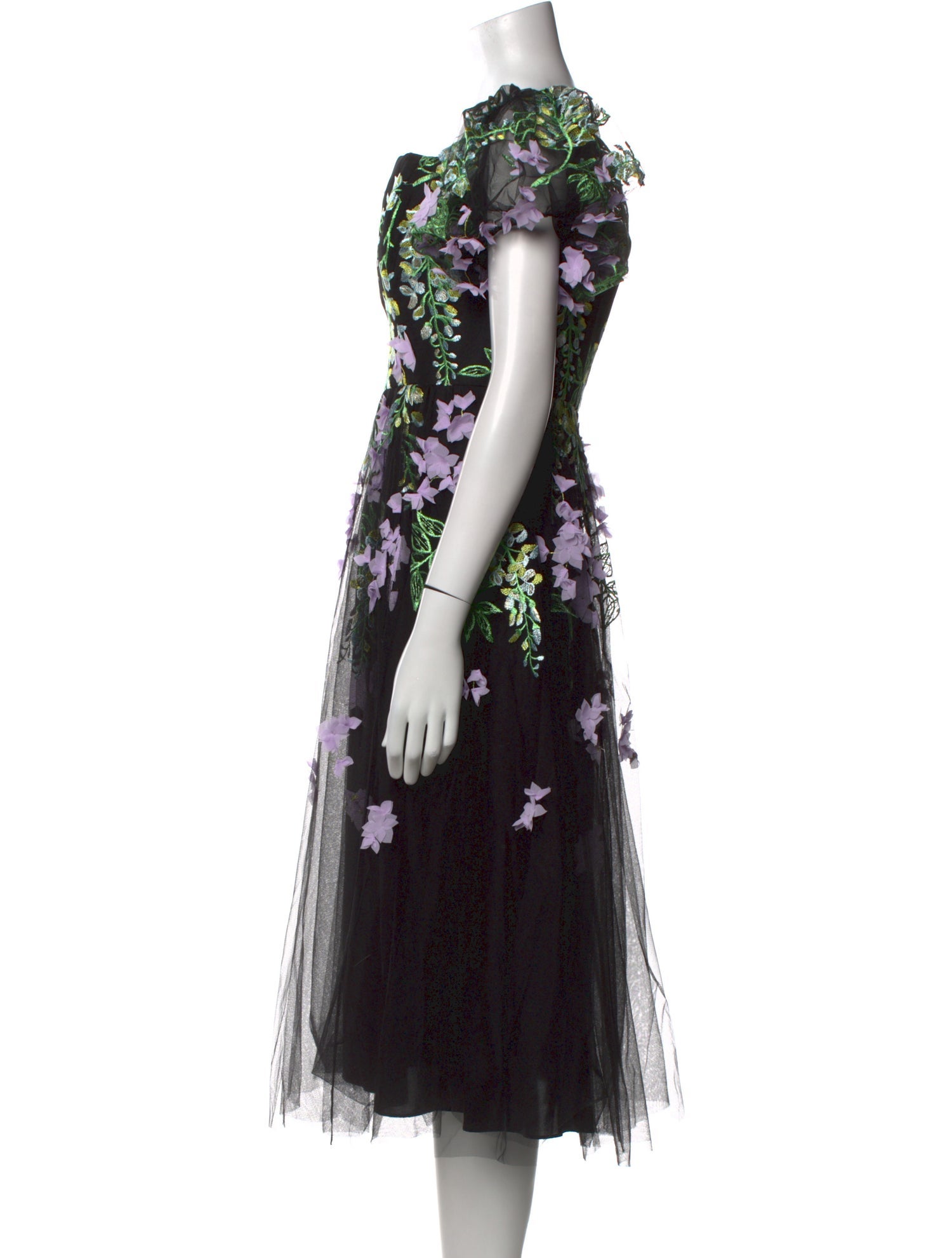 Marchesa Notte Floral Print Long Dress