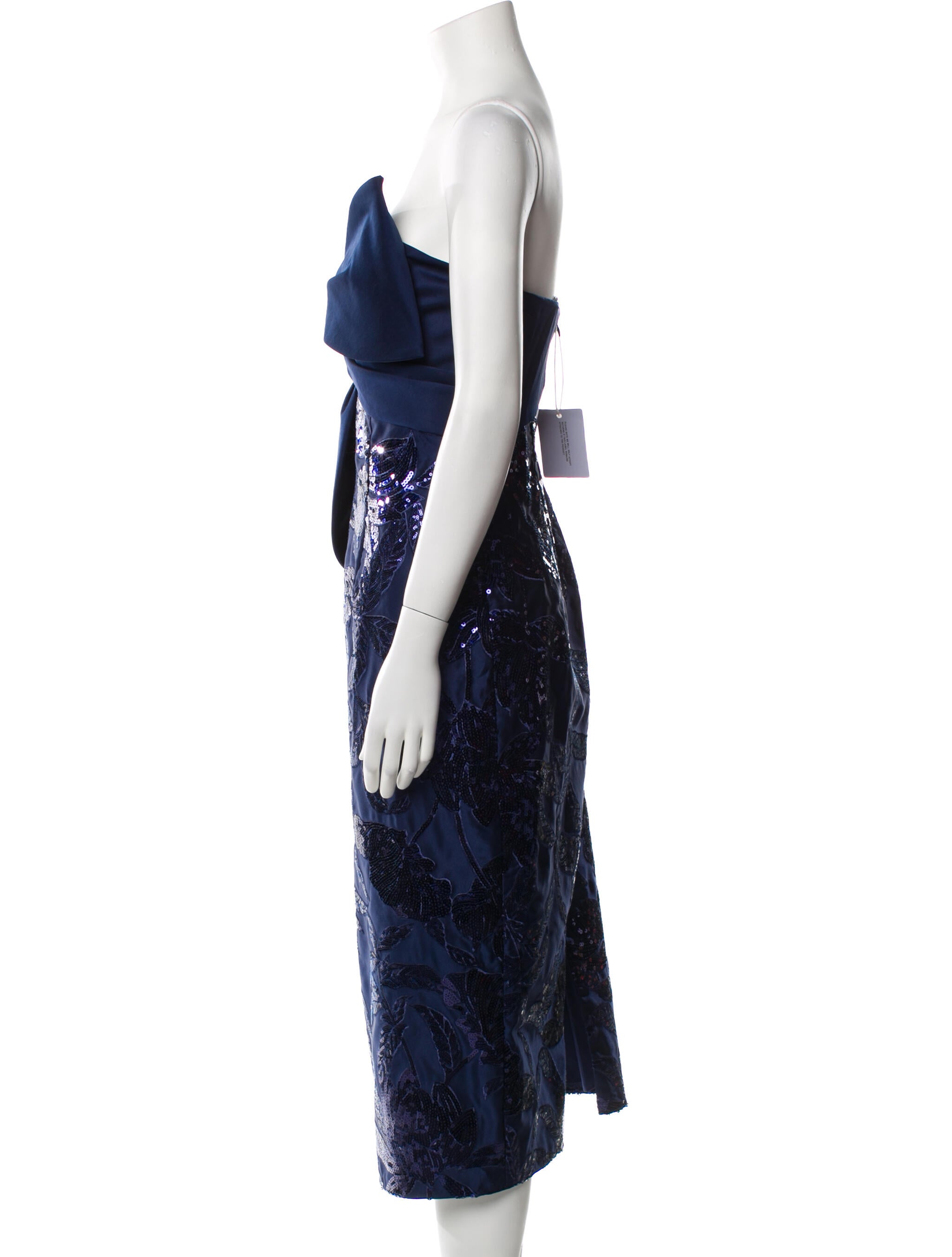 Marchesa Notte Strapless Midi Length Dress w/ Tags