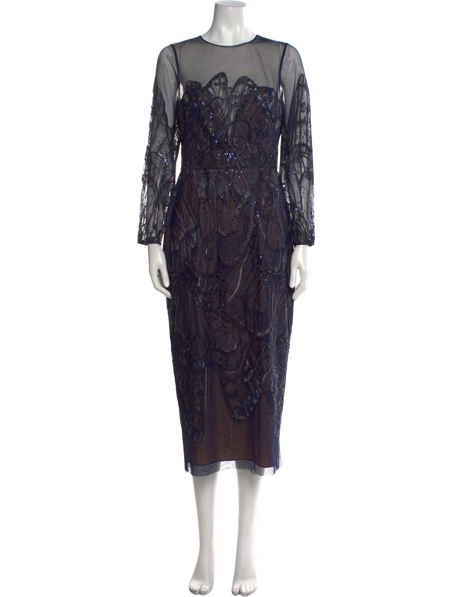 Marchesa Notte Lace Pattern Midi Length Dress w/ Tags