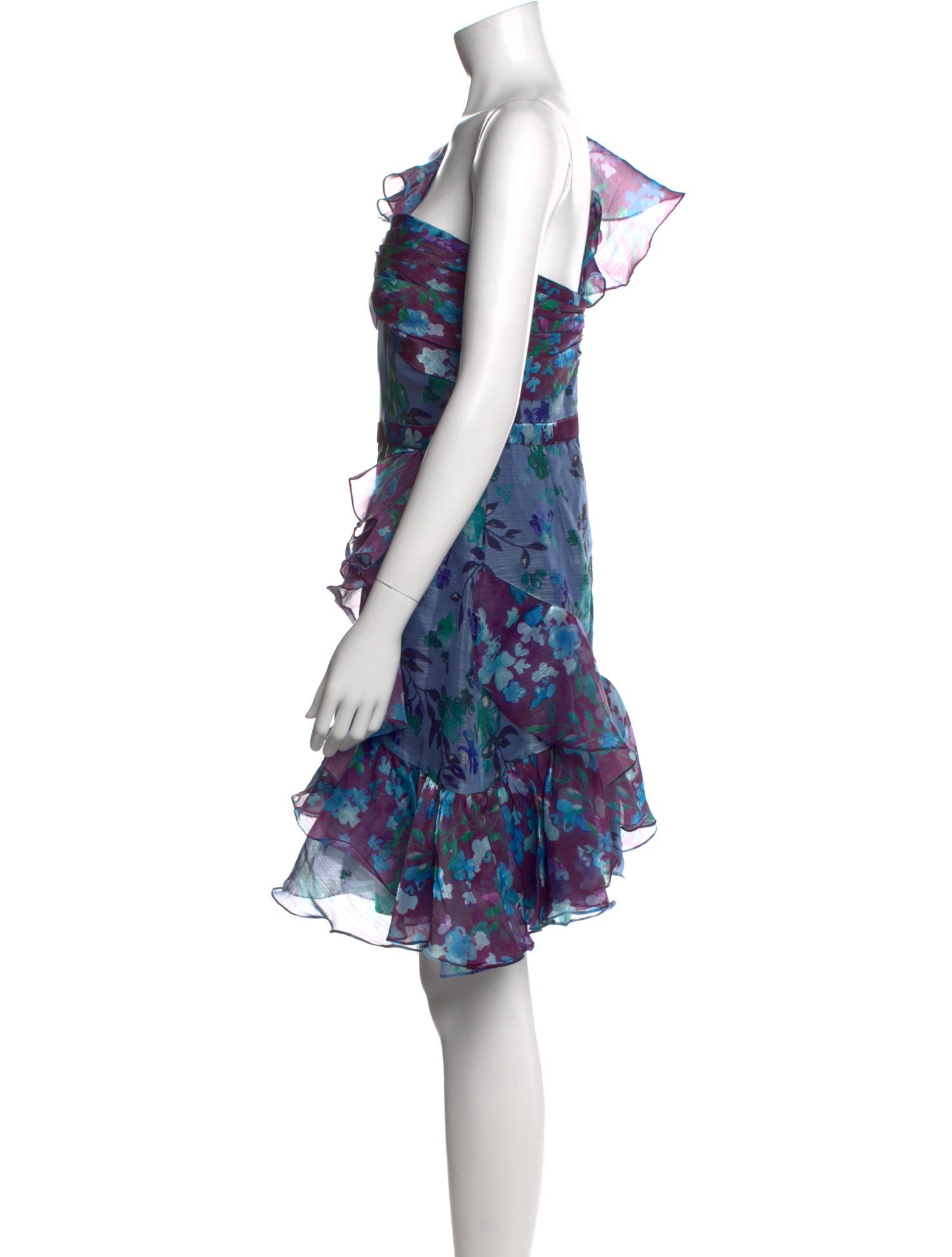 Marchesa Notte Floral Print Mini Dress