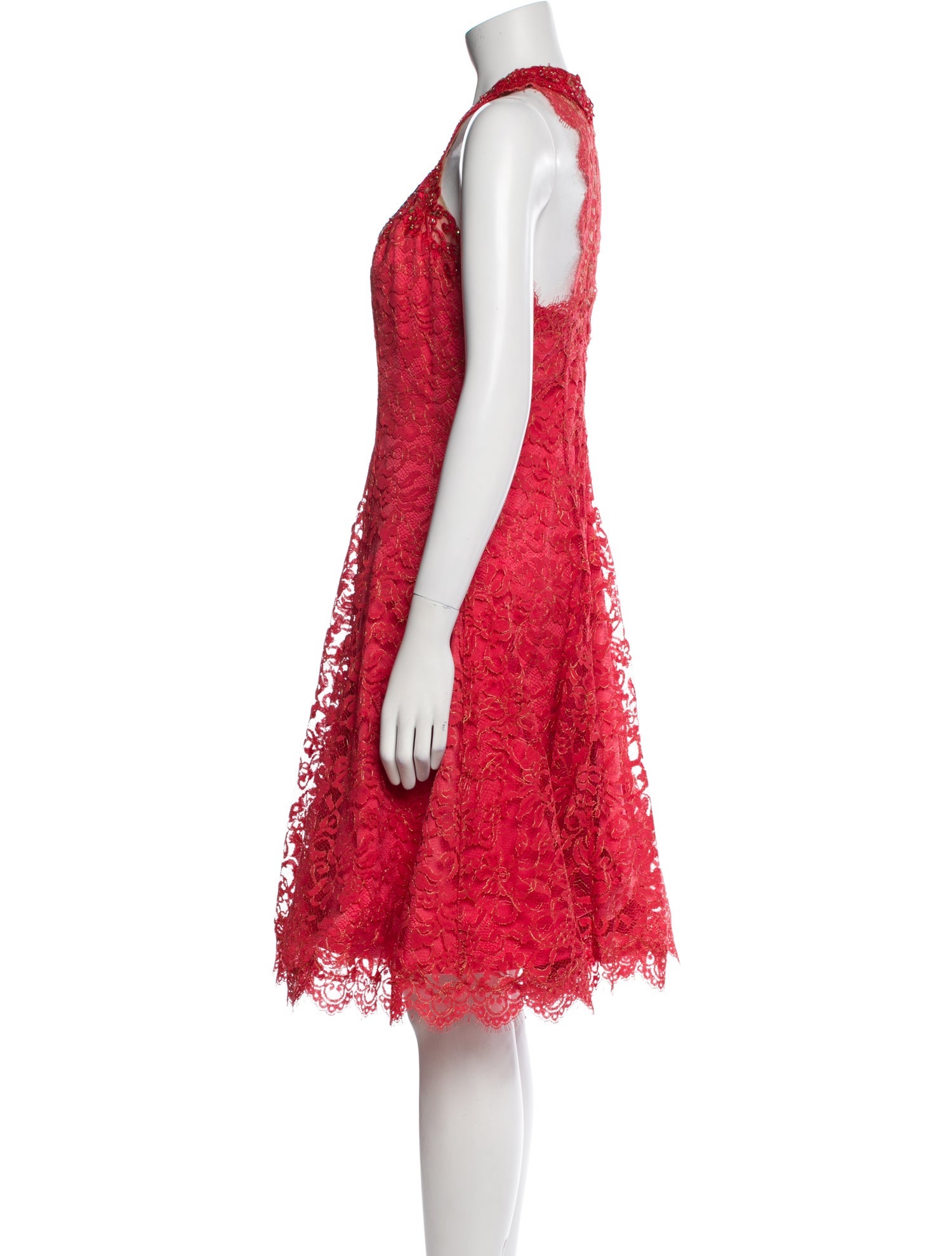 Marchesa Notte Halterneck Knee-Length Dress