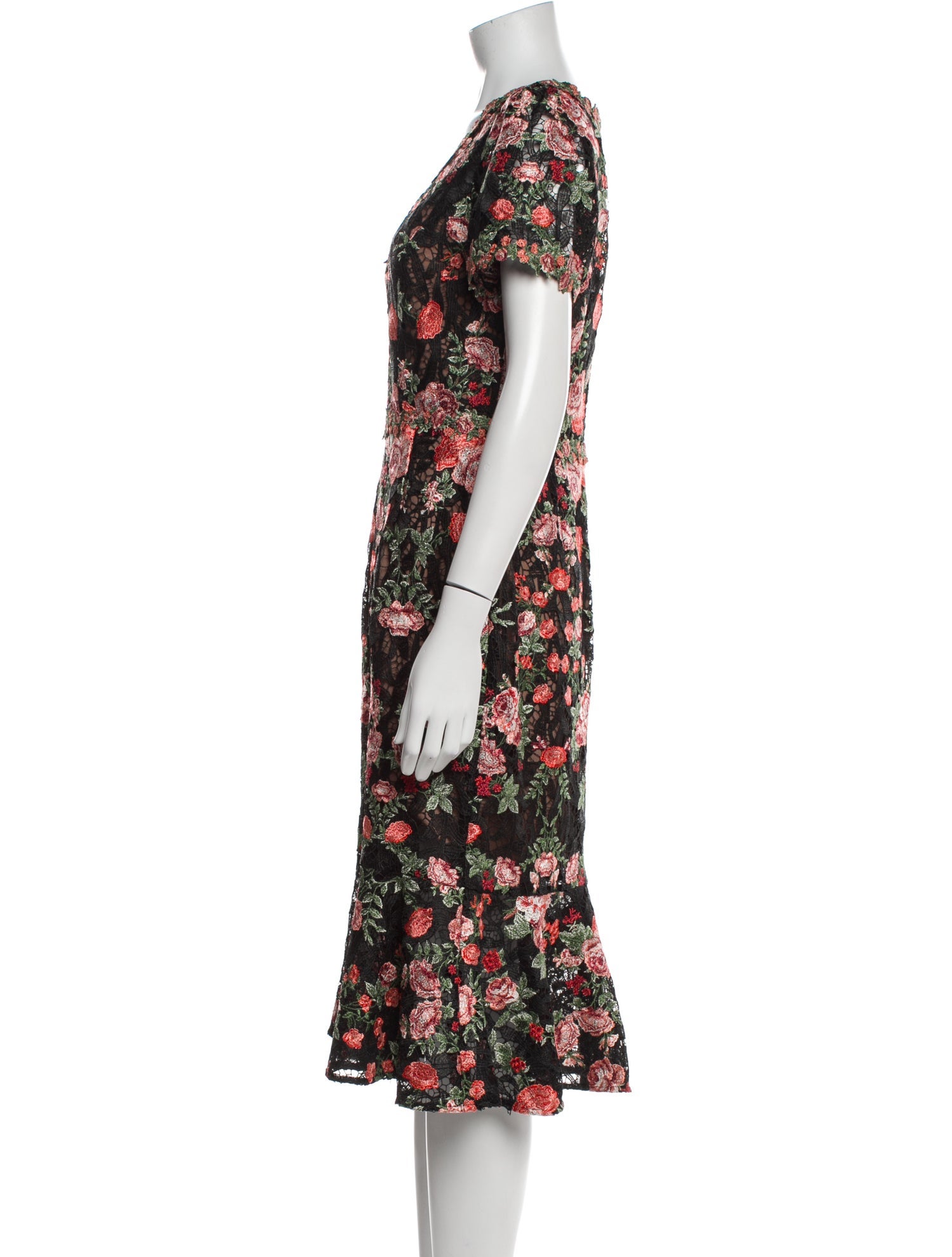 Marchesa Notte Floral Print Midi Length Dress w/ Tags