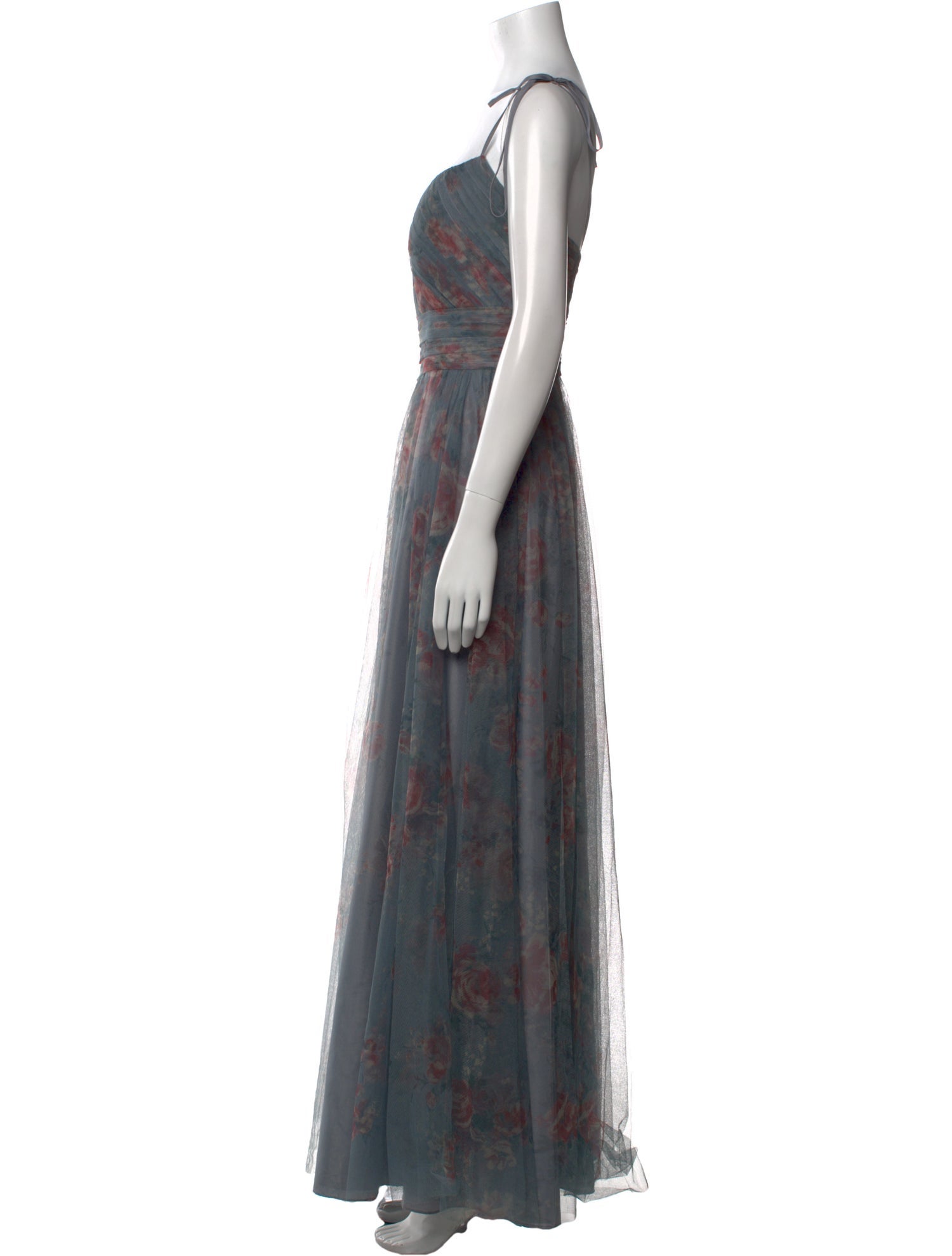 Marchesa Notte Floral Print Long Dress
