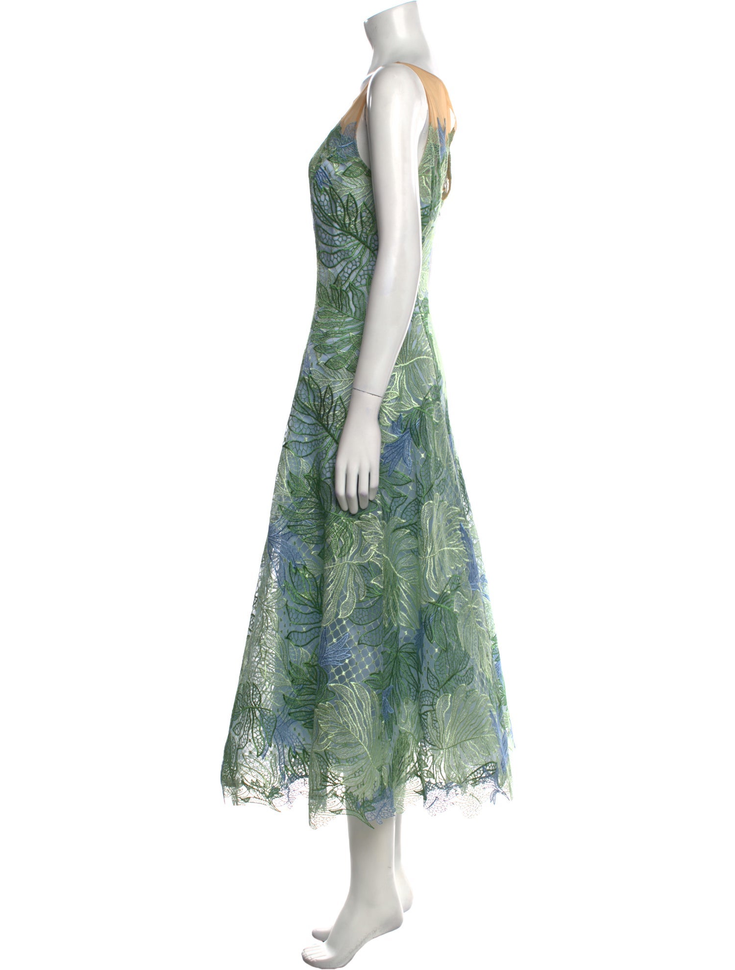 Marchesa Notte Lace Pattern Long Dress