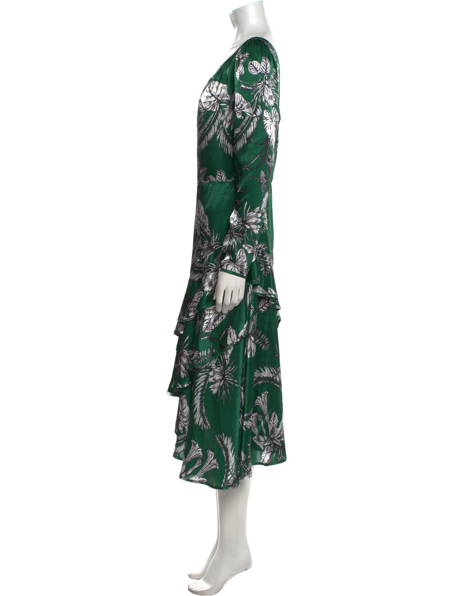 Marchesa Notte Floral Print Midi Length Dress