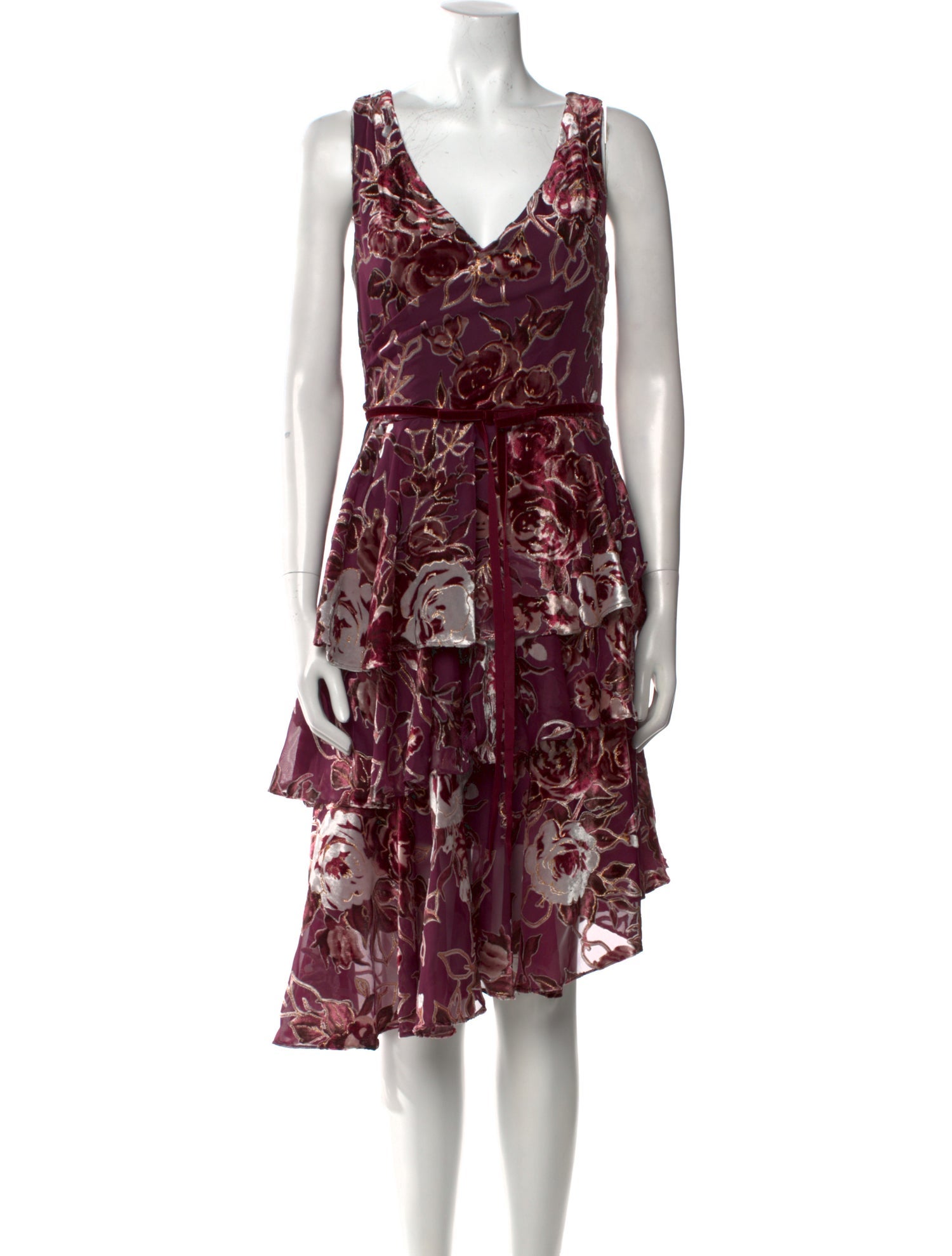 Marchesa Notte Floral Print Knee-Length Dress