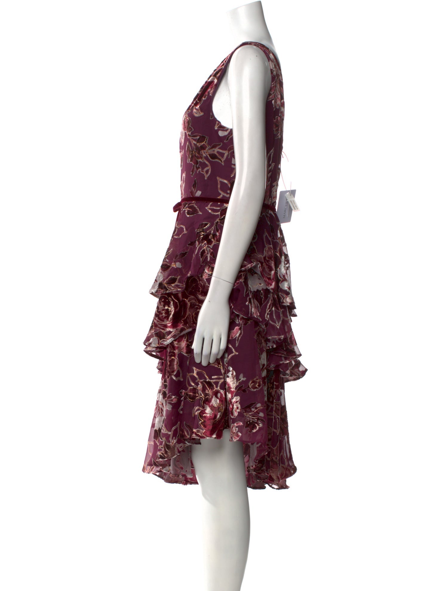 Marchesa Notte Floral Print Knee-Length Dress