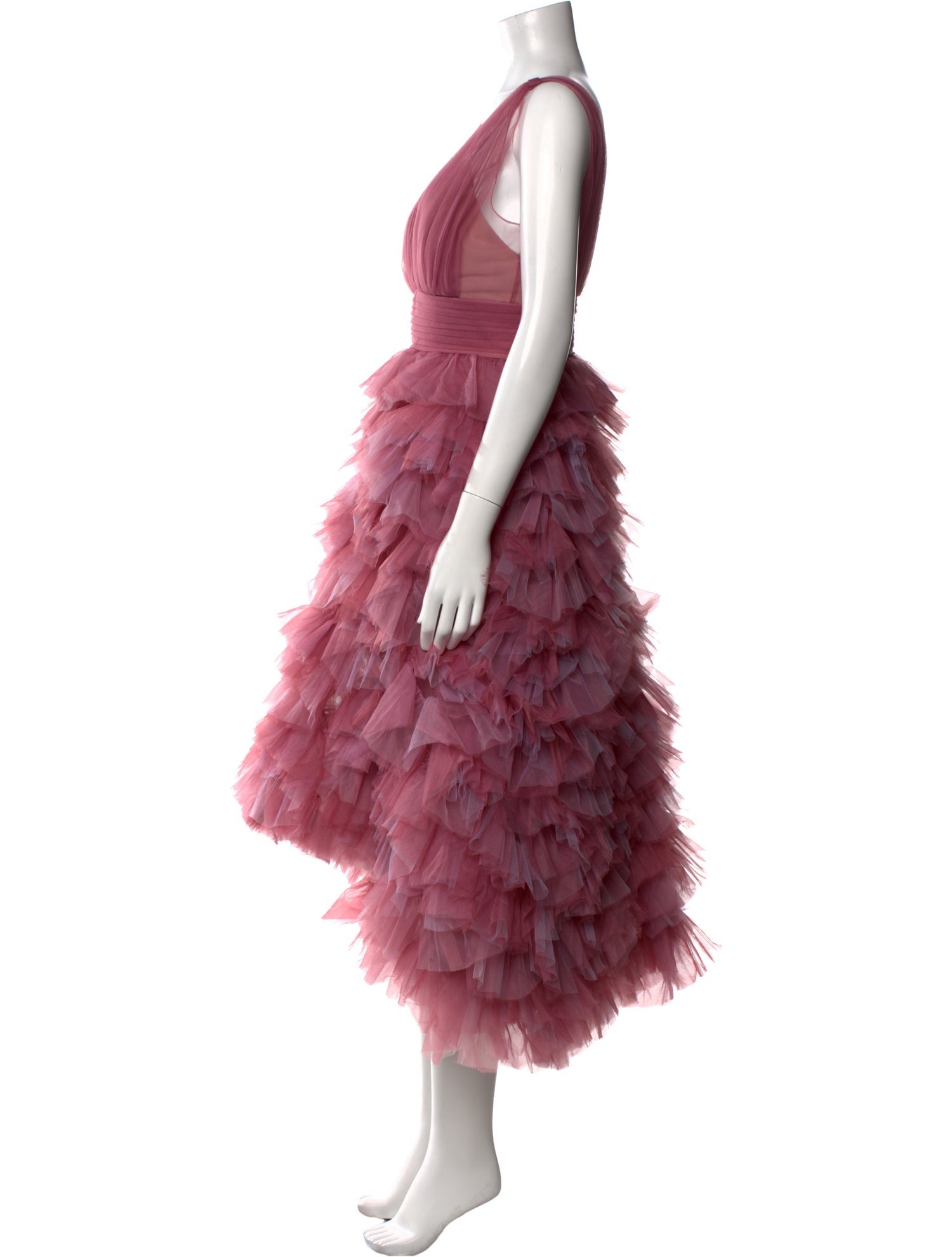 Marchesa Notte V-Neck Midi Length Dress