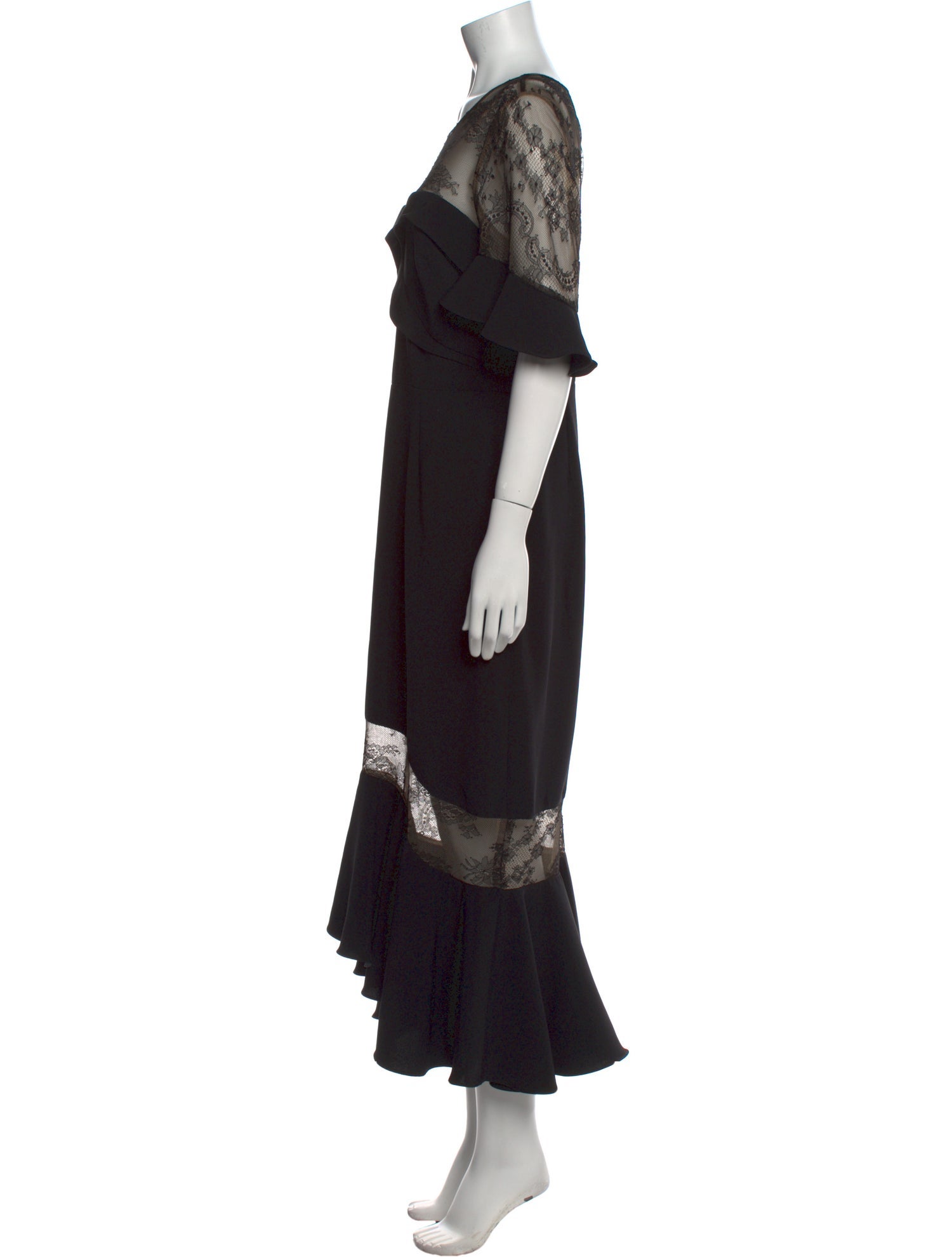 Marchesa Notte Scoop Neck Midi Length Dress