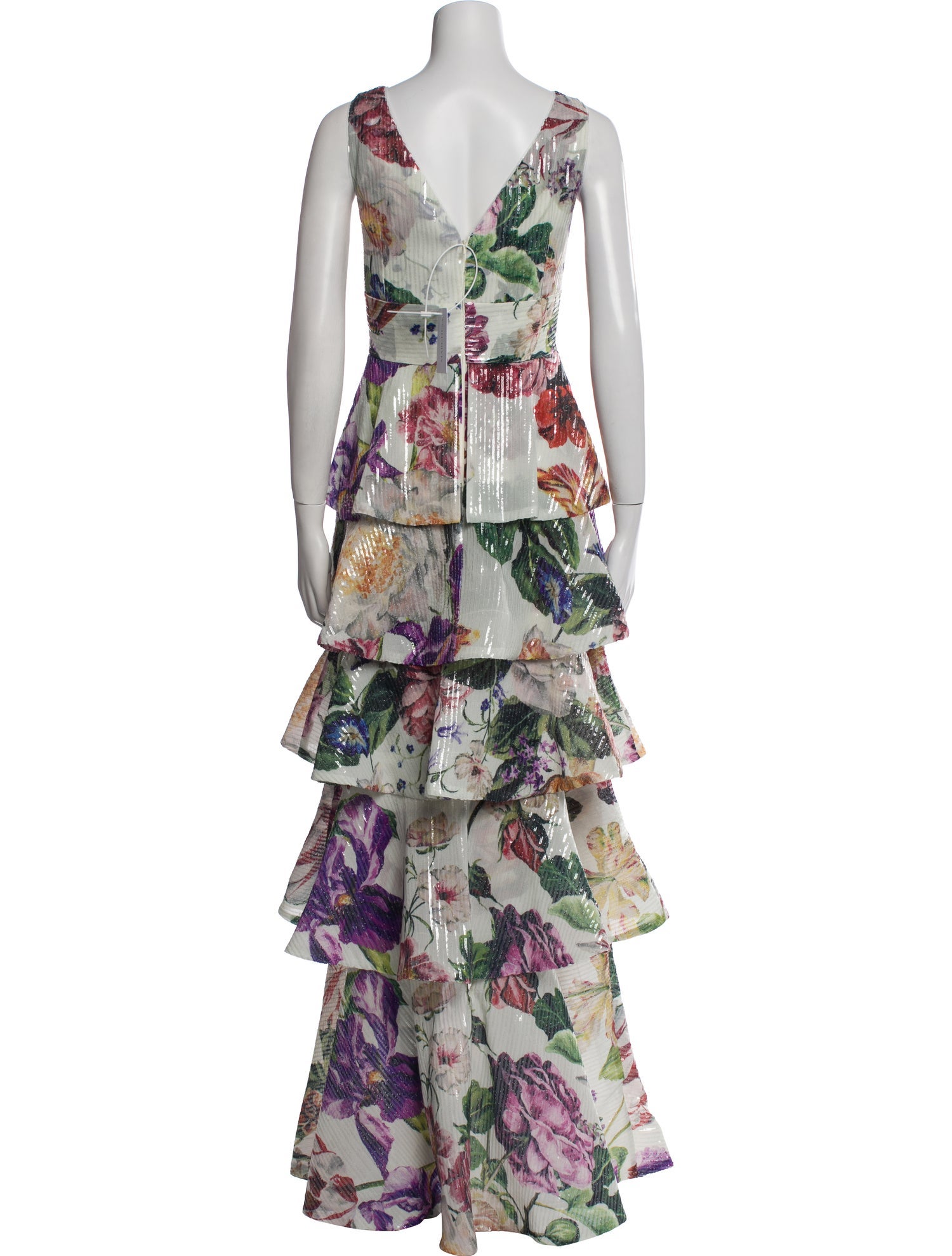 Marchesa Notte Floral Print Long Dress w/ Tags
