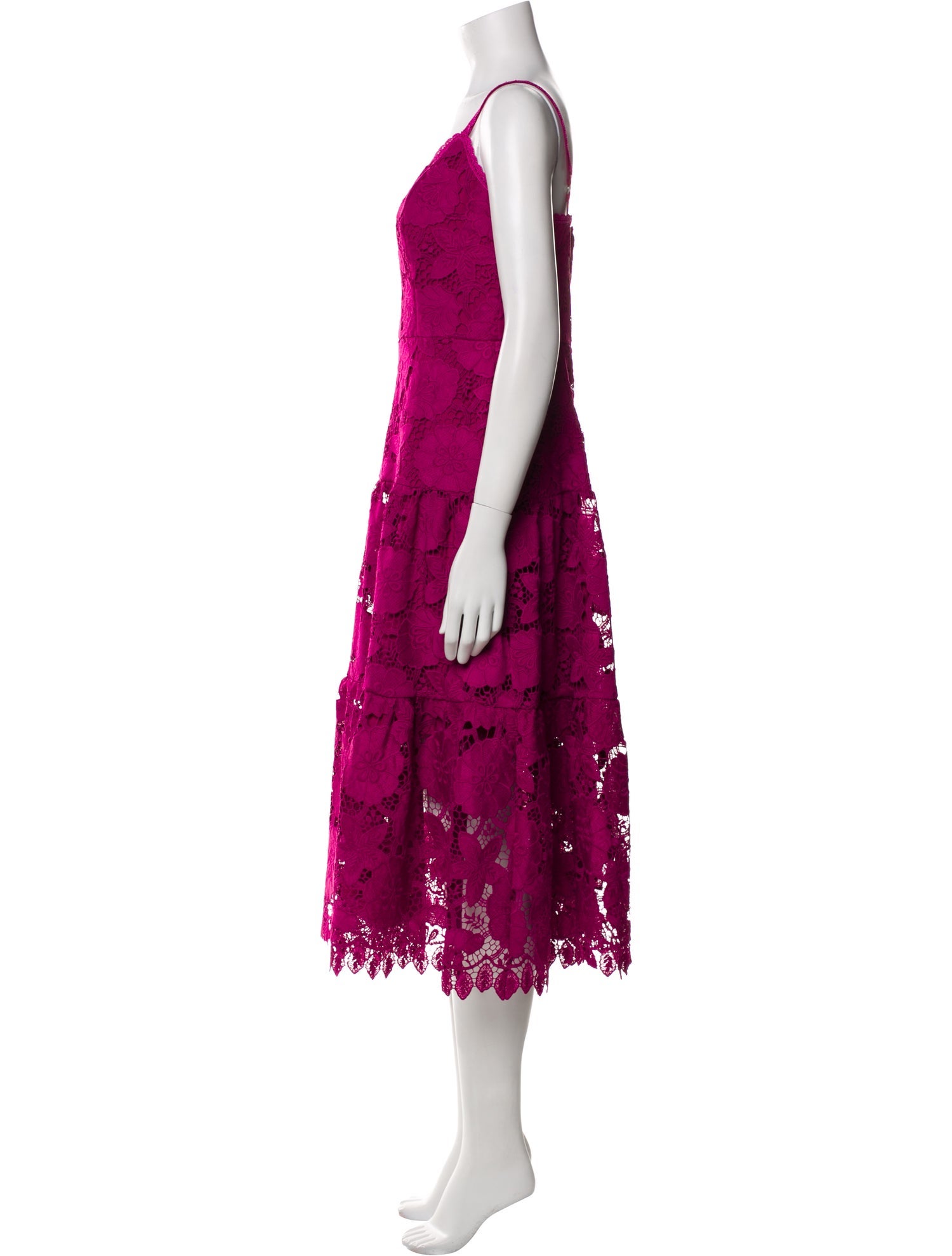 Marchesa Notte Lace Pattern Midi Length Dress