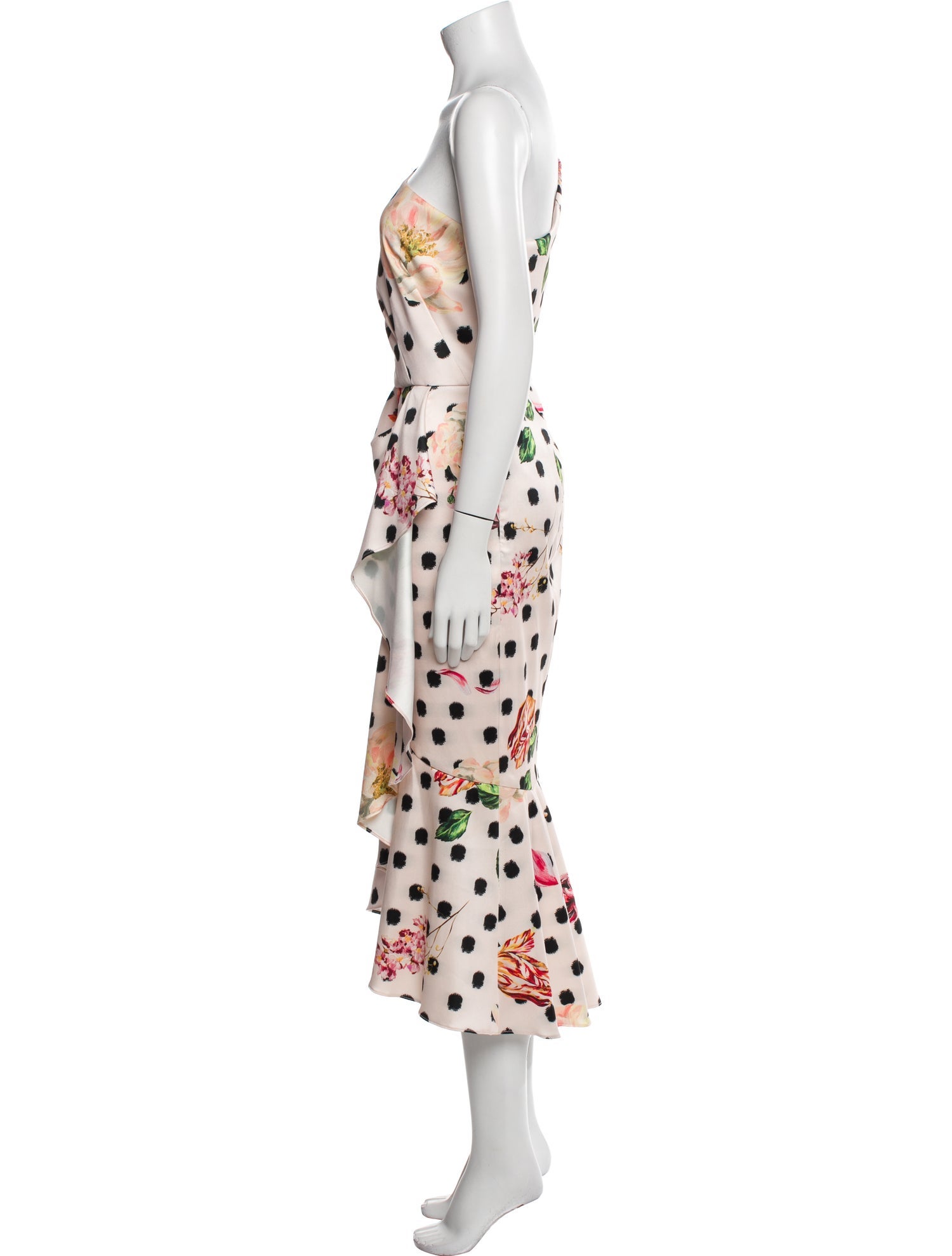 Marchesa Notte Polka Dot Print Long Dress