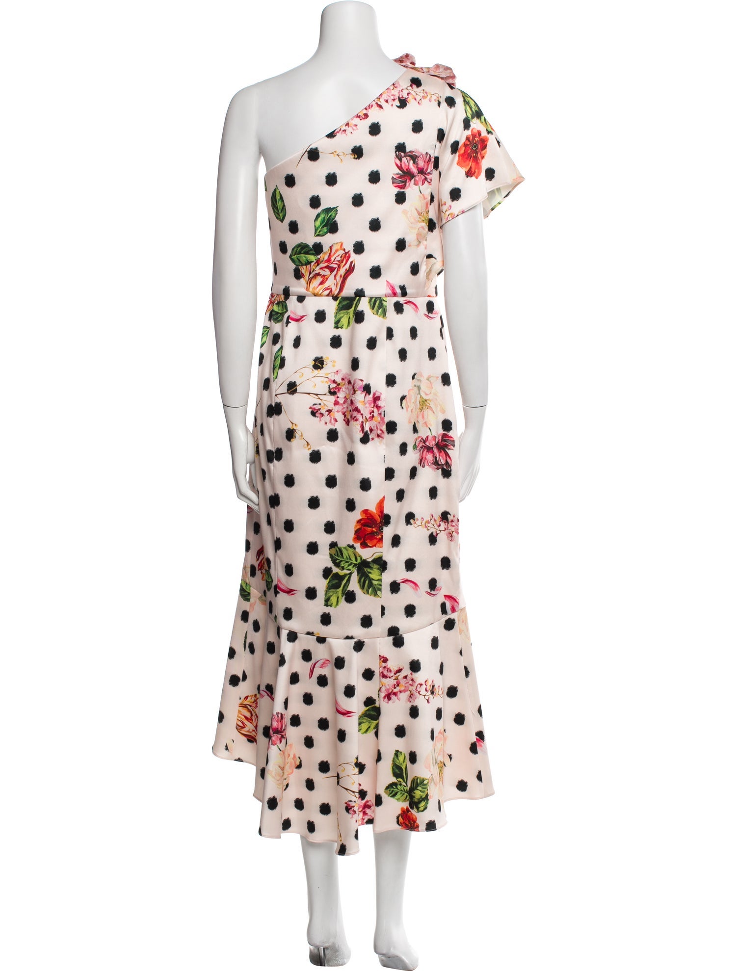 Marchesa Notte Polka Dot Print Long Dress