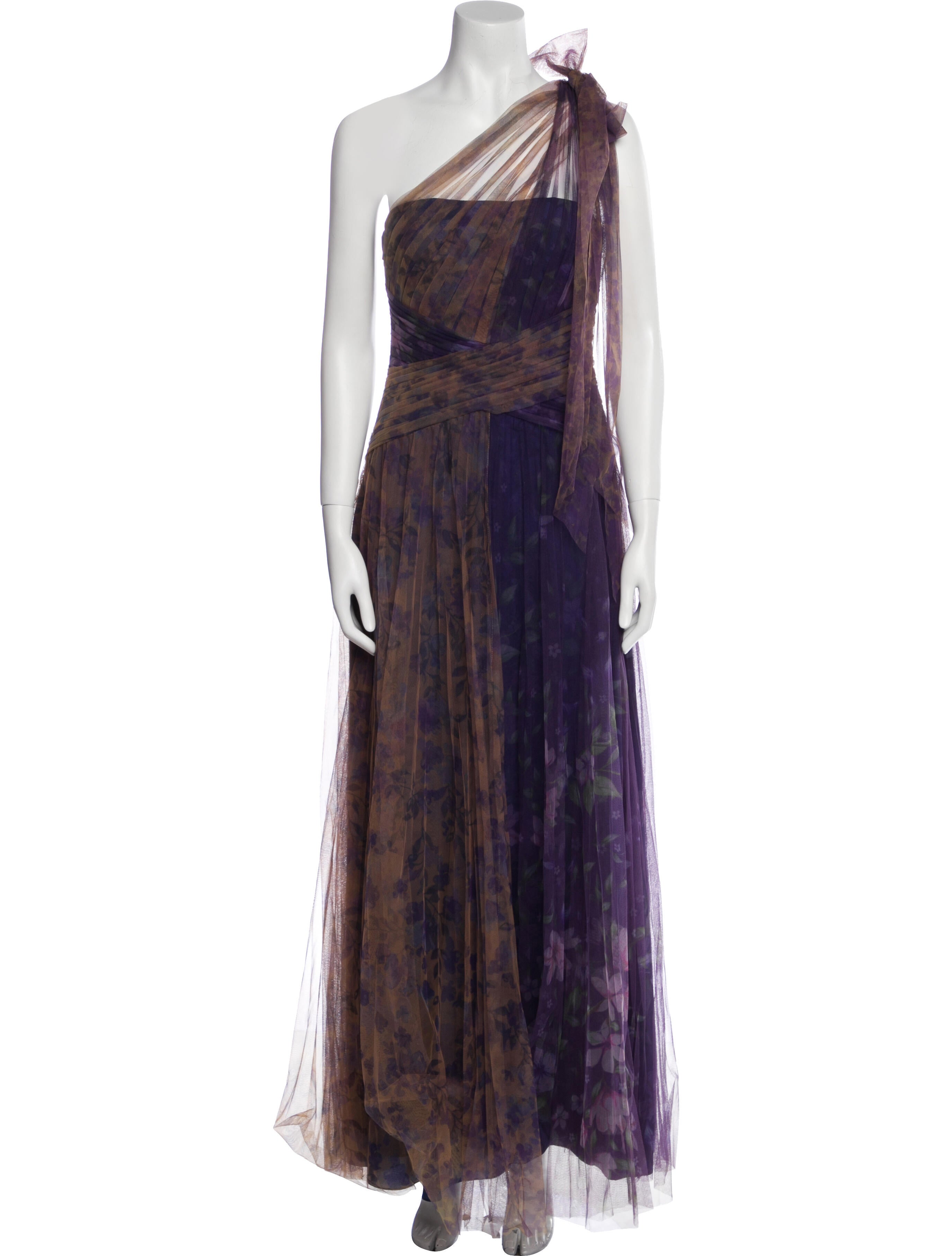 Marchesa Notte Printed Long Dress