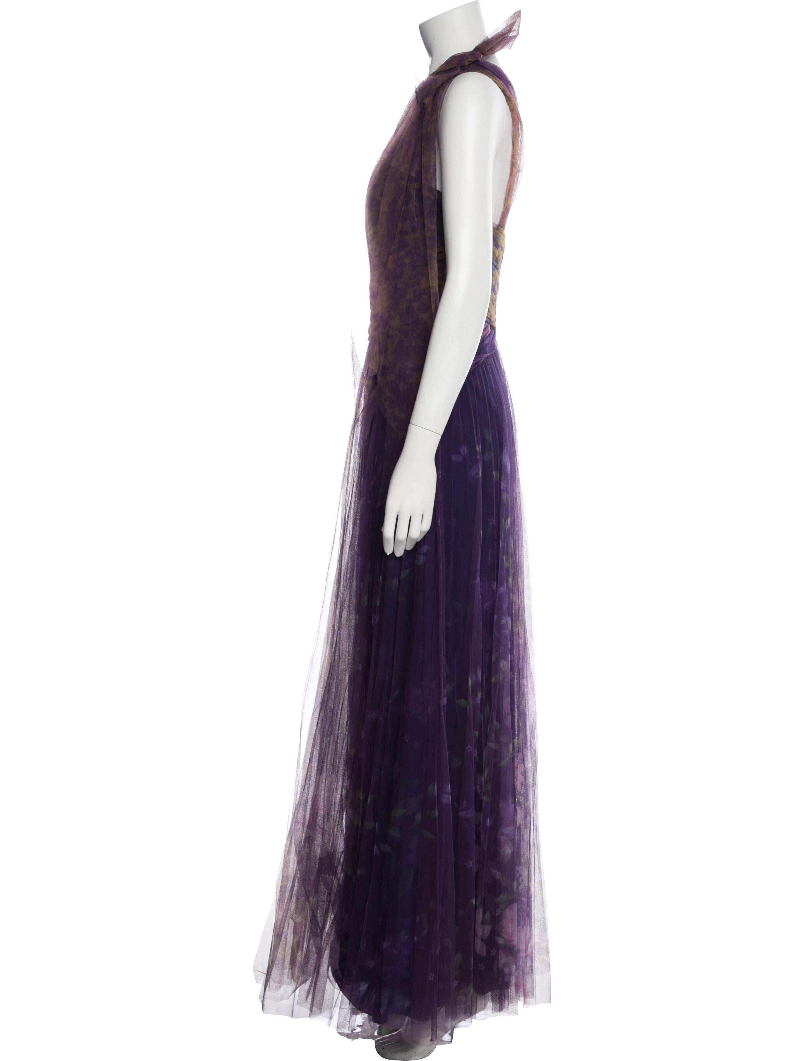 Marchesa Notte Printed Long Dress