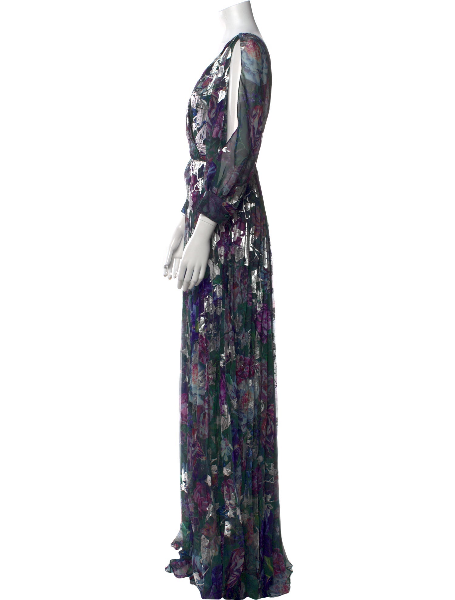 Marchesa Notte Floral Print Long Dress