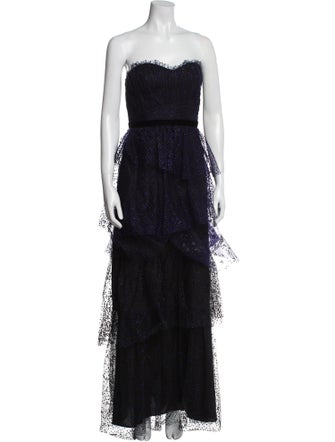Marchesa Notte Strapless Long Dress