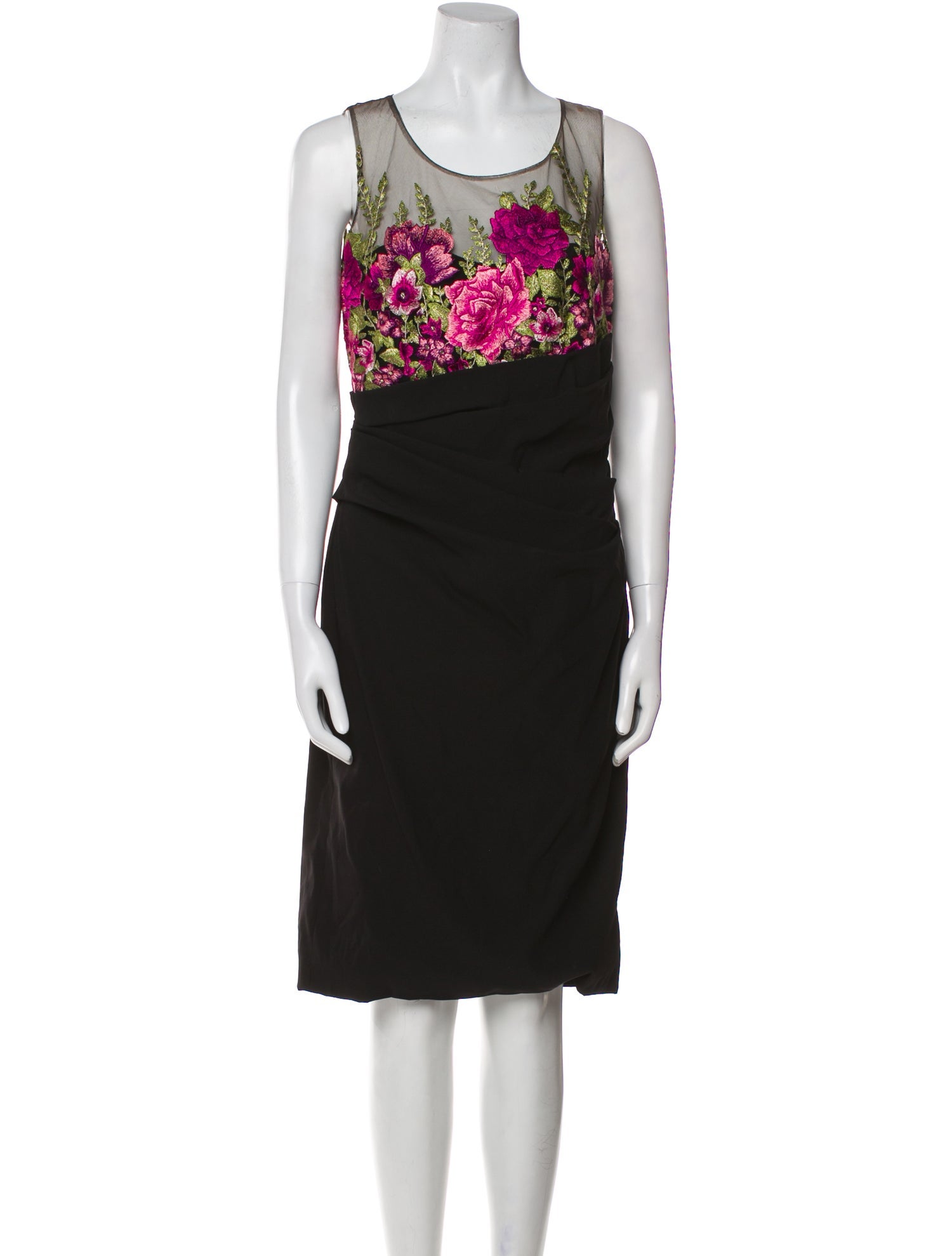 Marchesa Notte Scoop Neck Knee-Length Dress