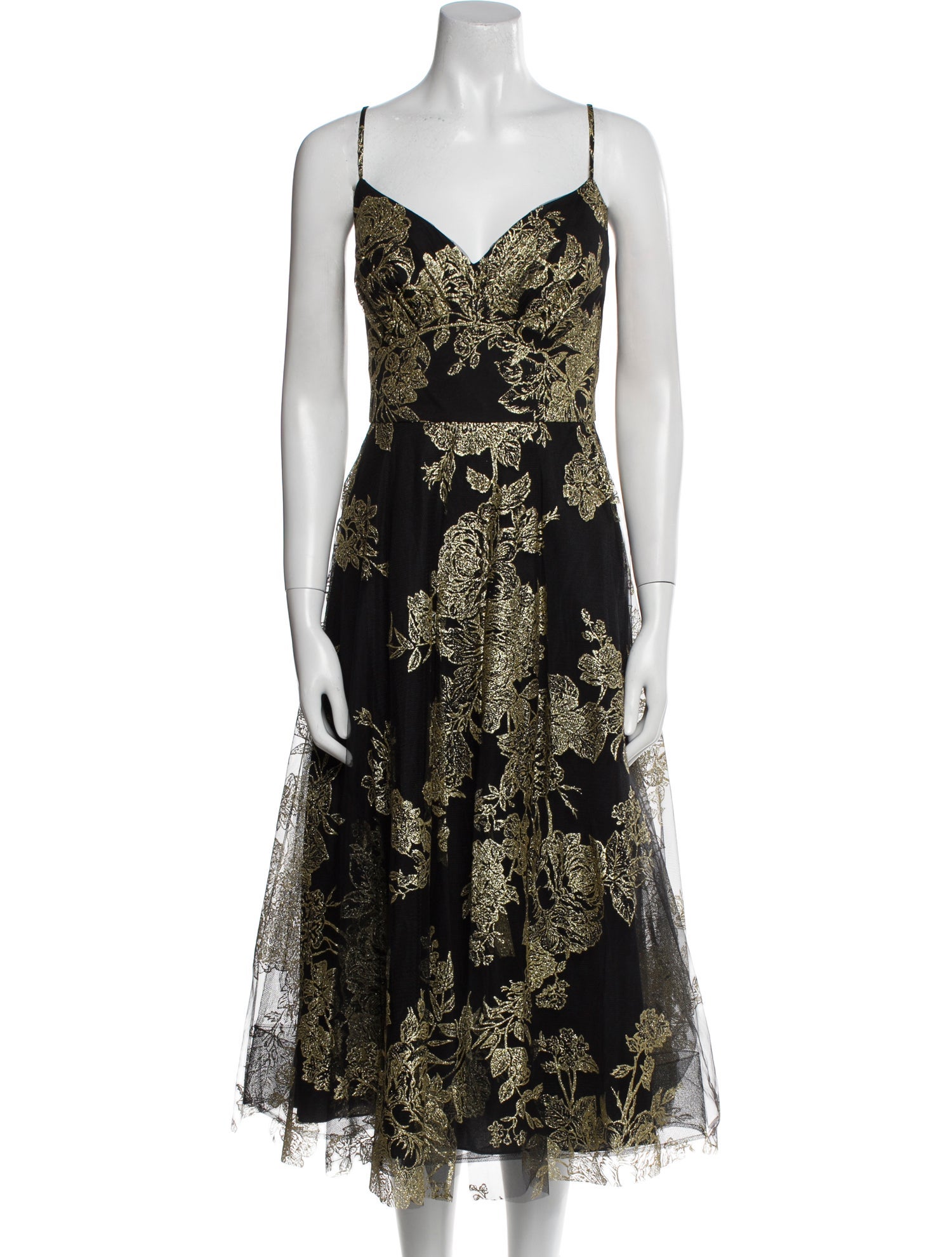 Marchesa Notte Lace Pattern Midi Length Dress